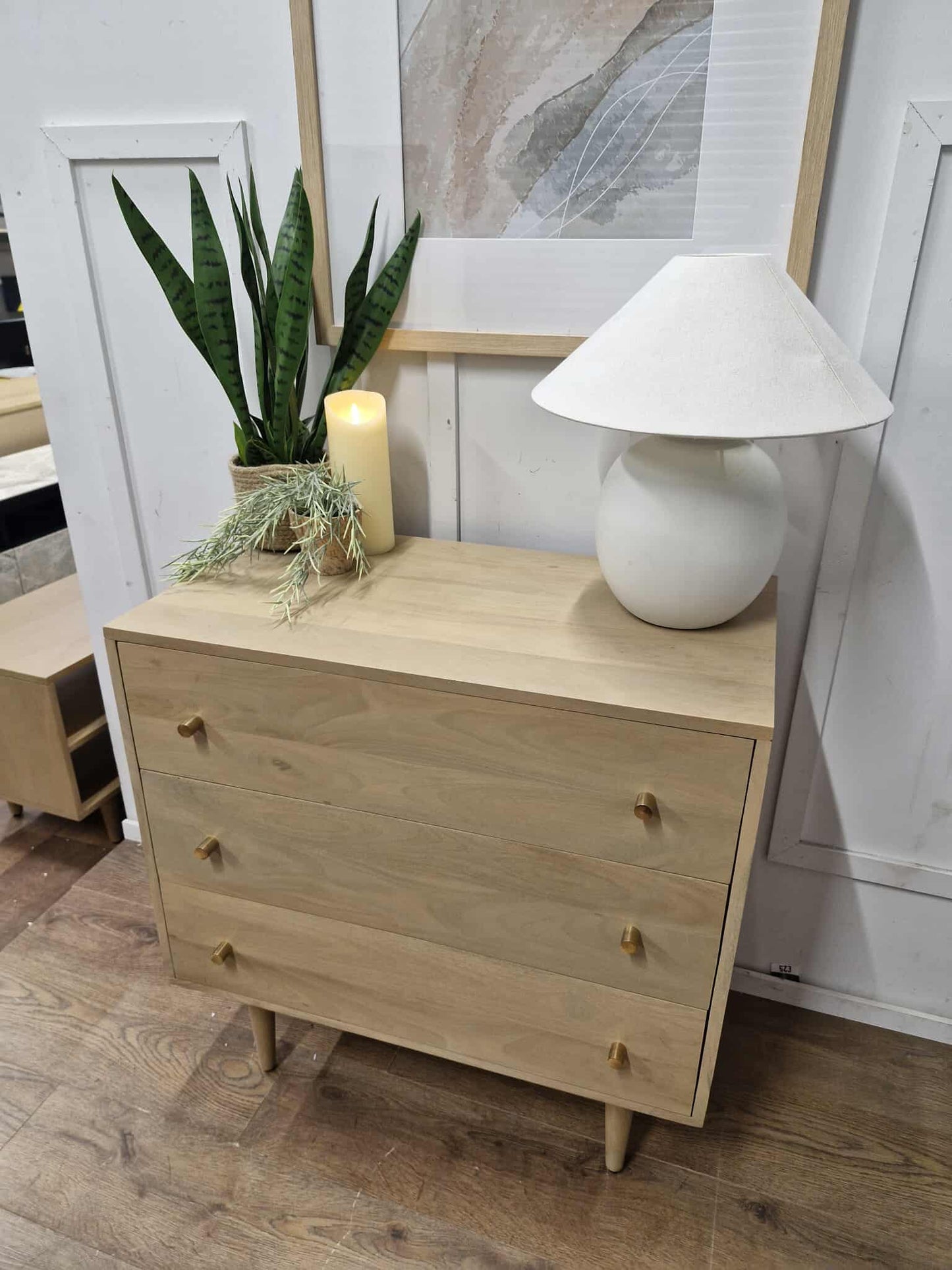 Light Solid Mango Wood Chest of Drawers / Small Cabinet