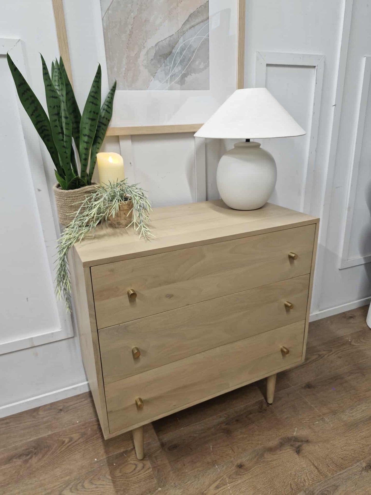 Light Solid Mango Wood Chest of Drawers / Small Cabinet