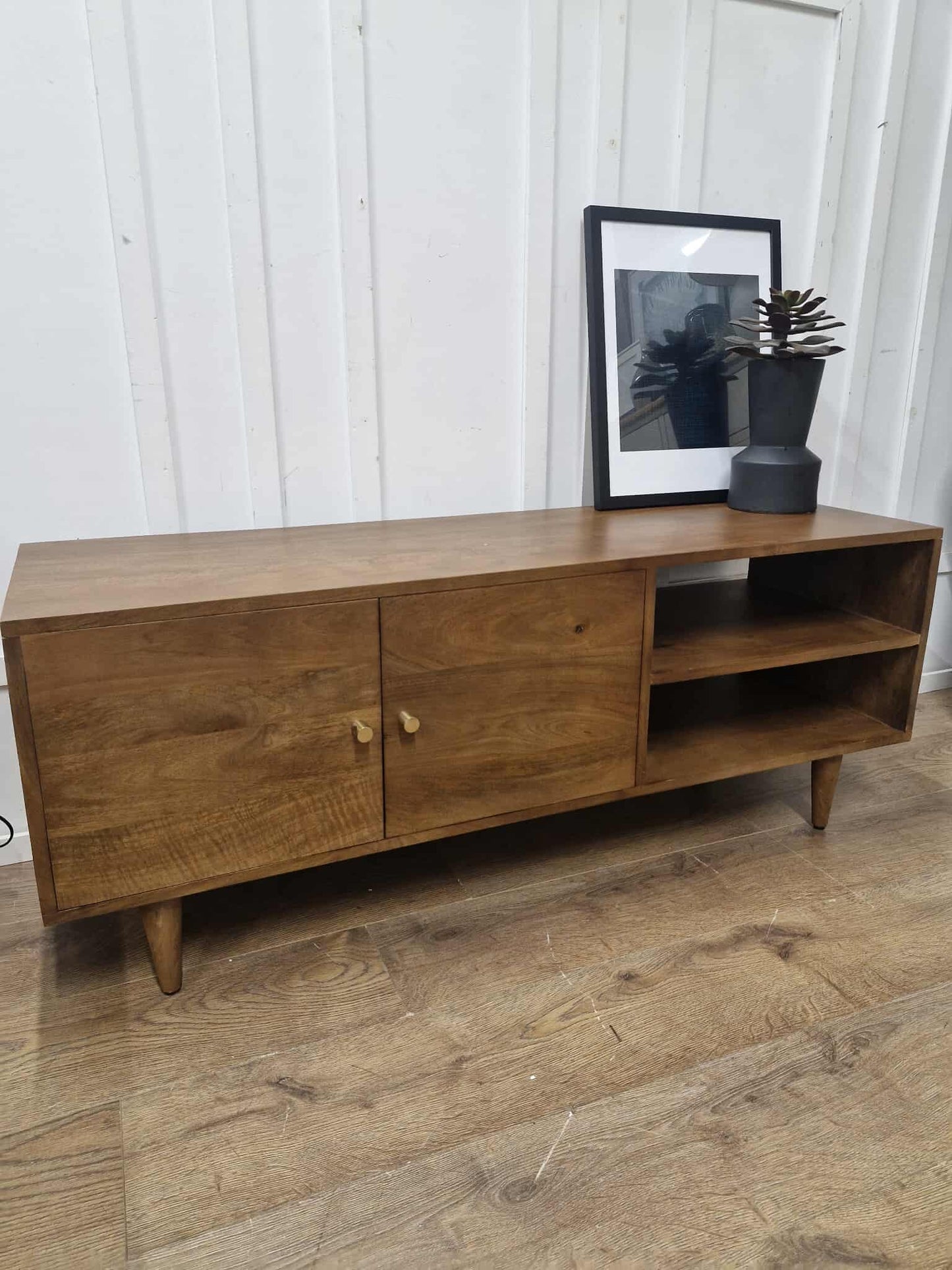 Dark Solid Mango Wood TV Stand / Media Stand