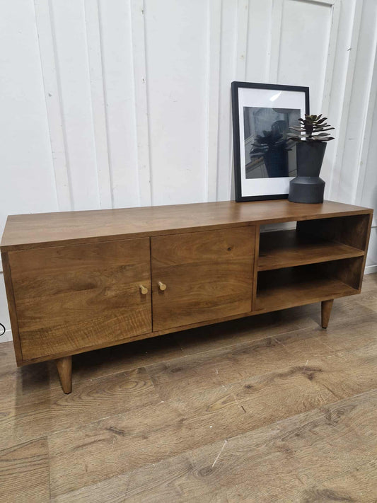 Dark Solid Mango Wood TV Stand / Media Stand