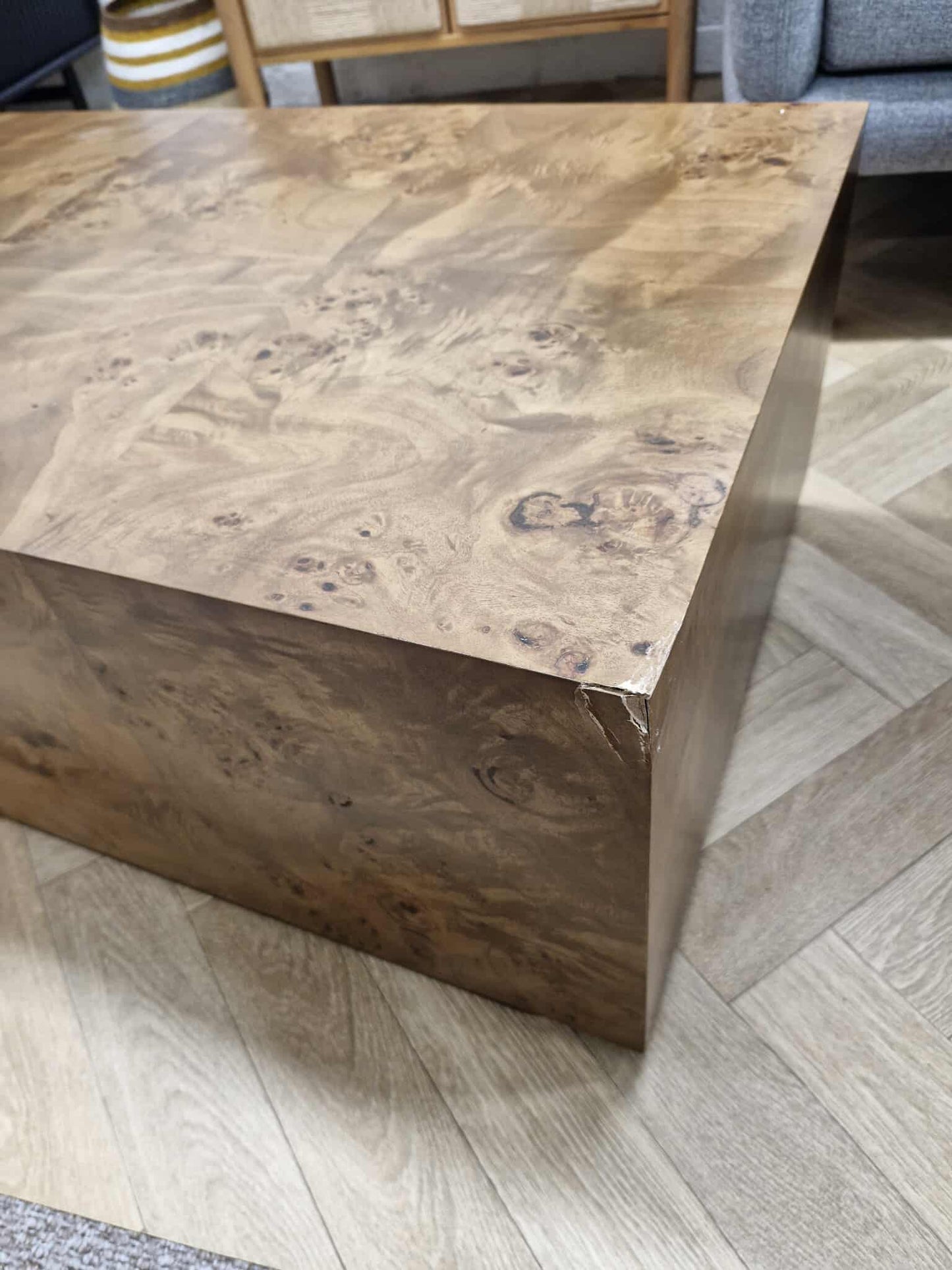 Large Burl Box Coffee Table