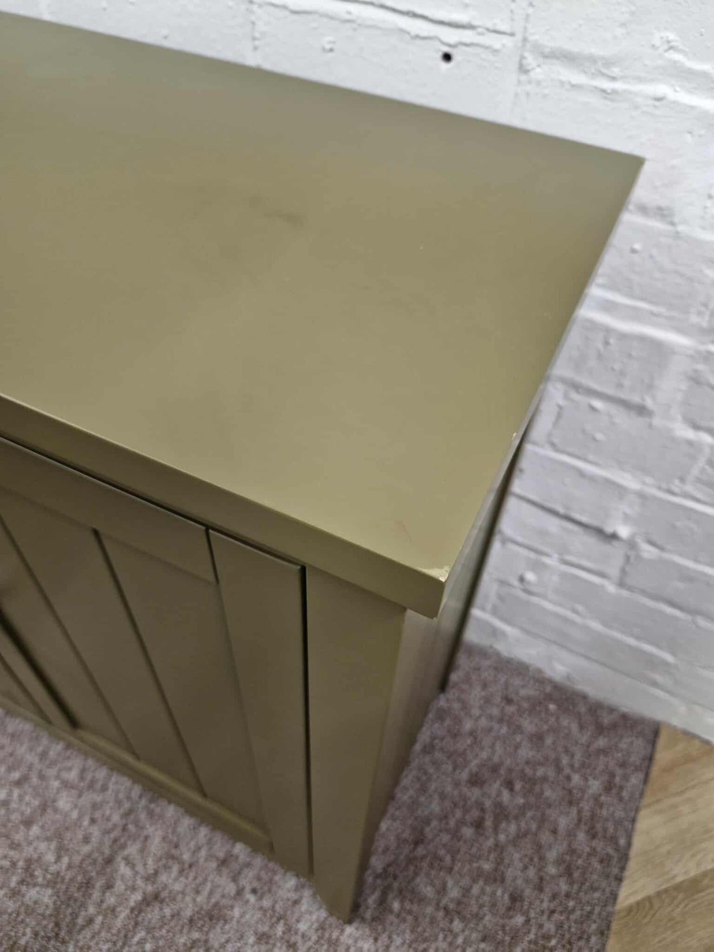 Olive Green Small Slim Cabinet / Compact Sideboard