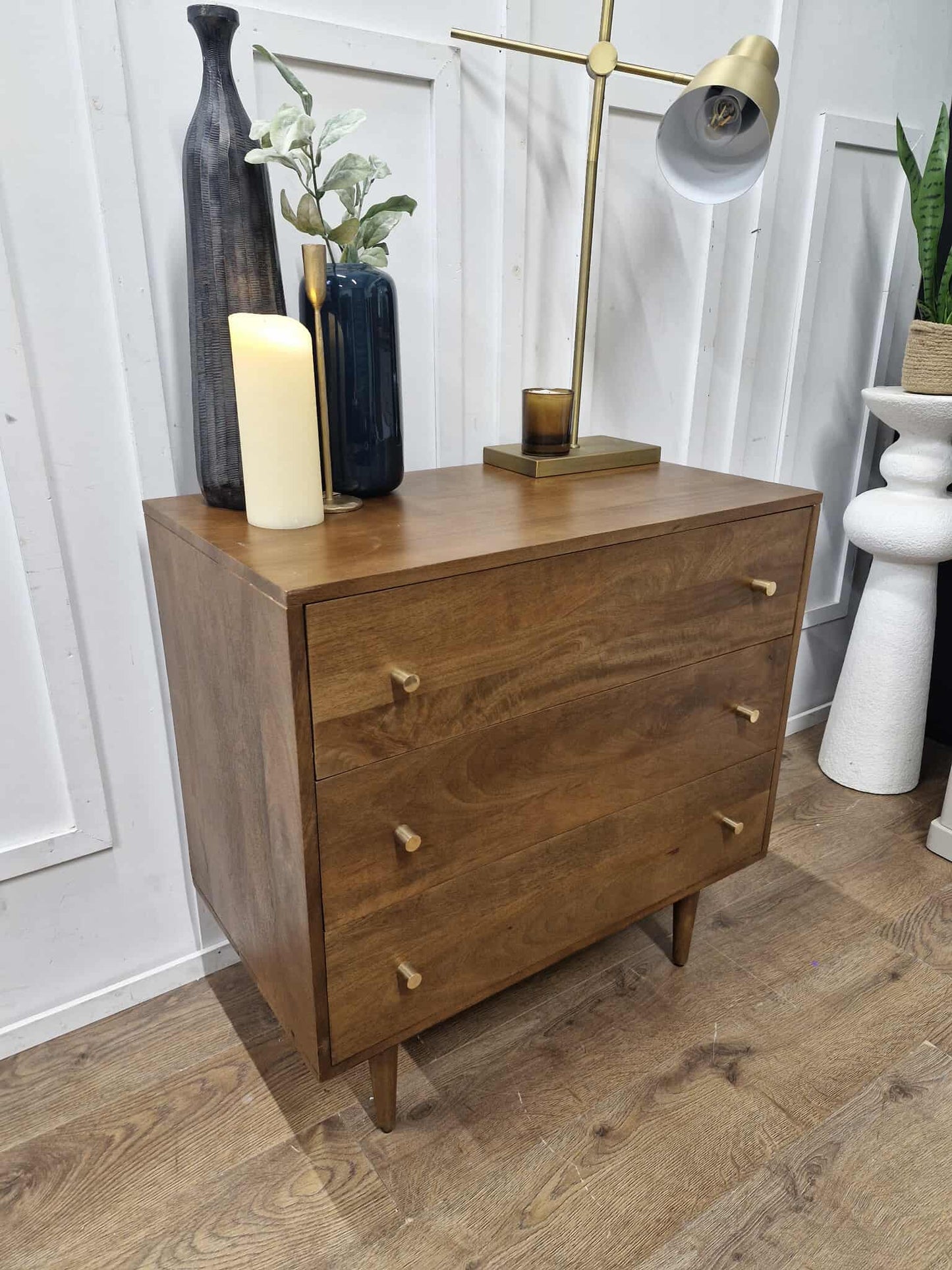Solid Dark Mango Wood Chest of Drawers / Small Cabinet