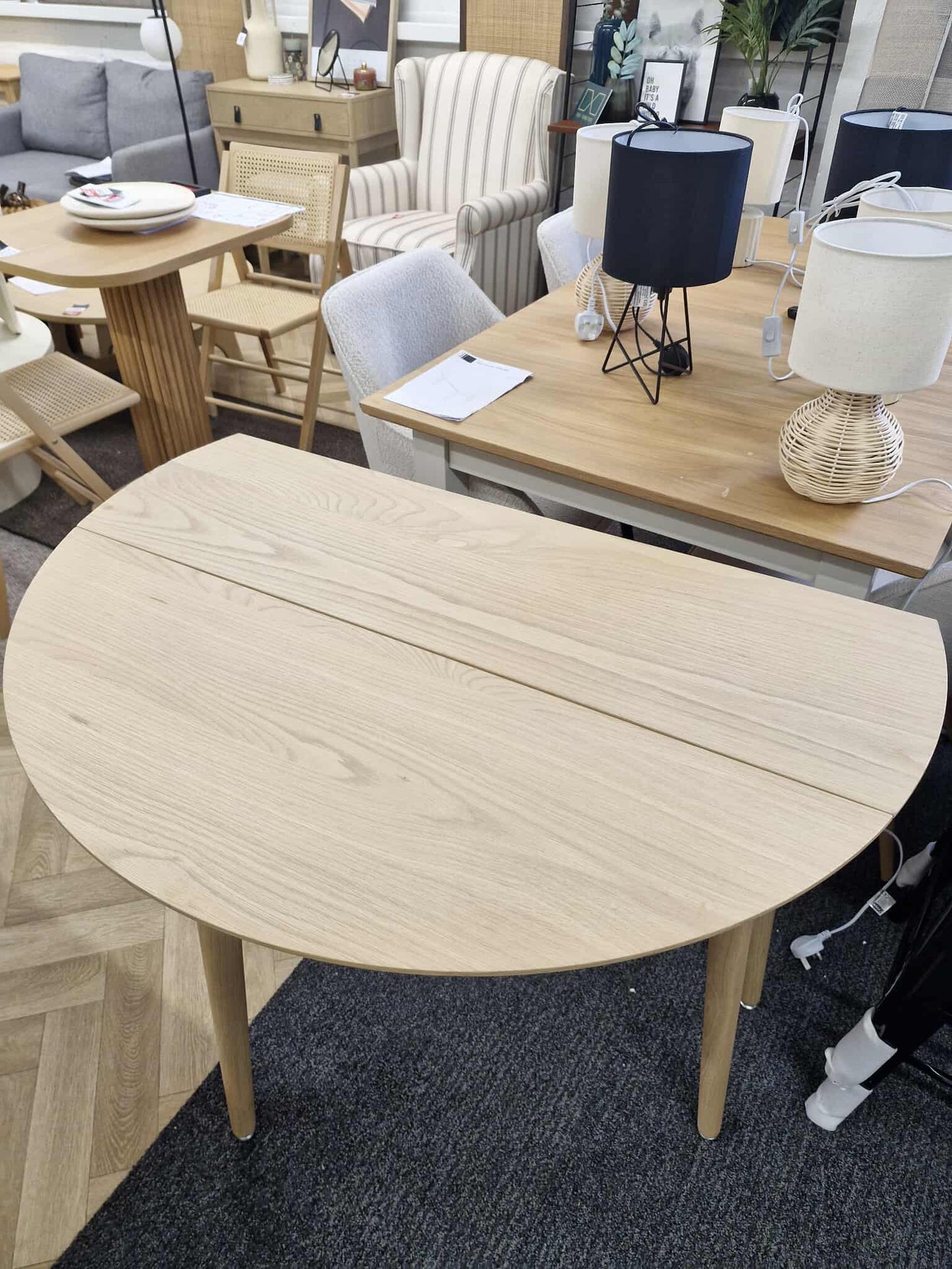 Light Oak Drop Leaf Dining Table / Folding Console Table