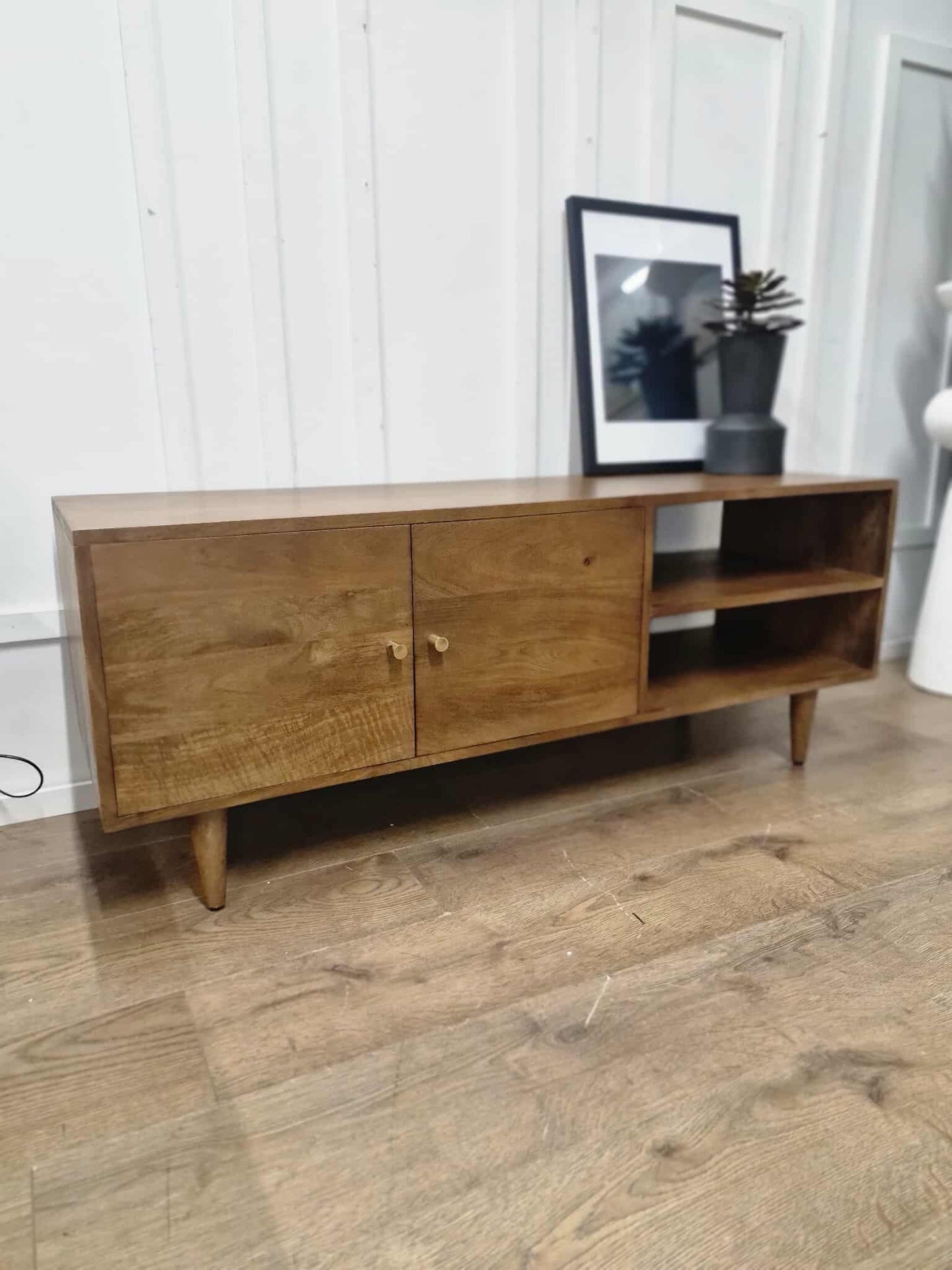 Dark Solid Mango Wood TV Stand / Media Stand