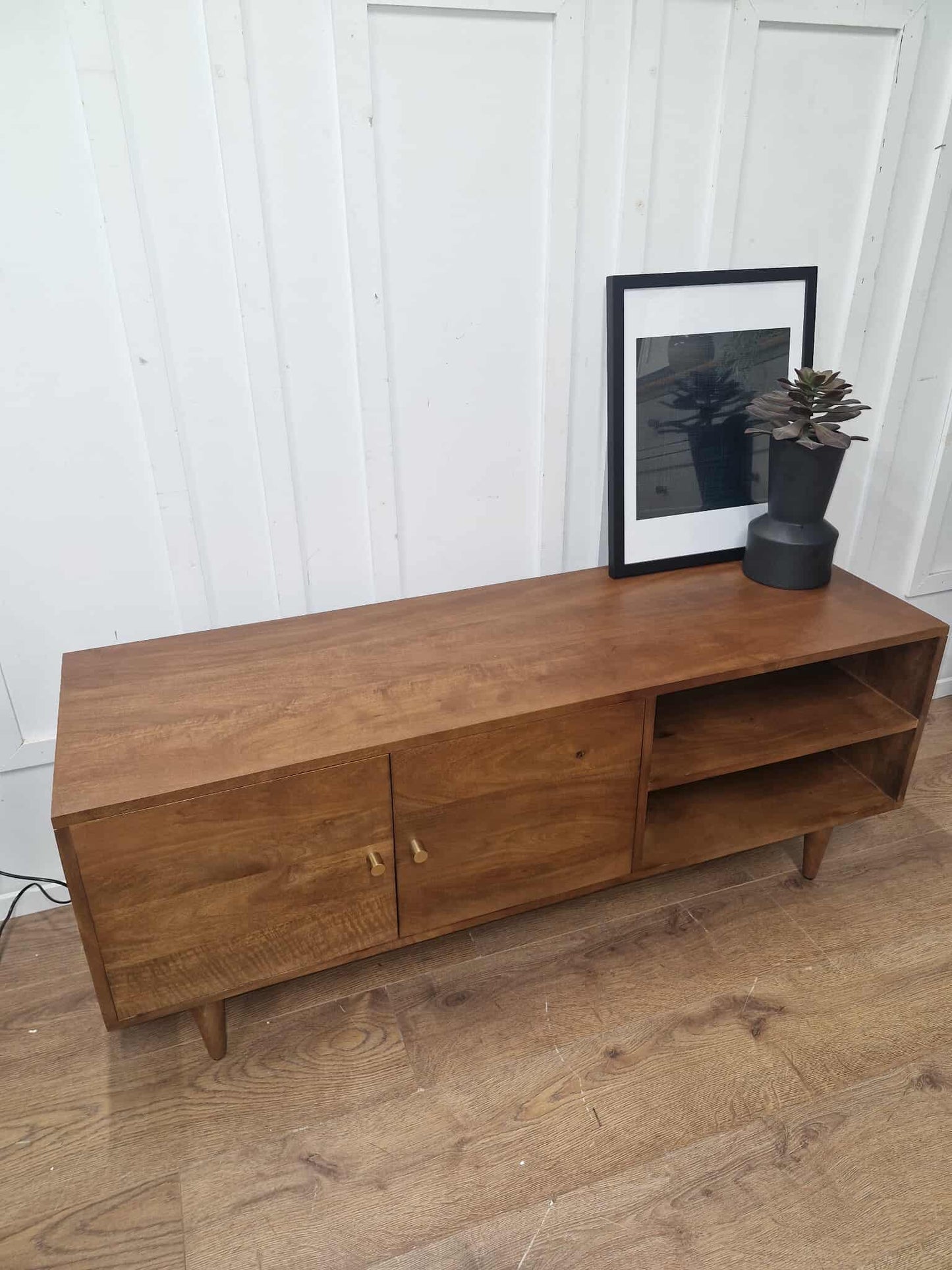 Dark Solid Mango Wood TV Stand / Media Stand