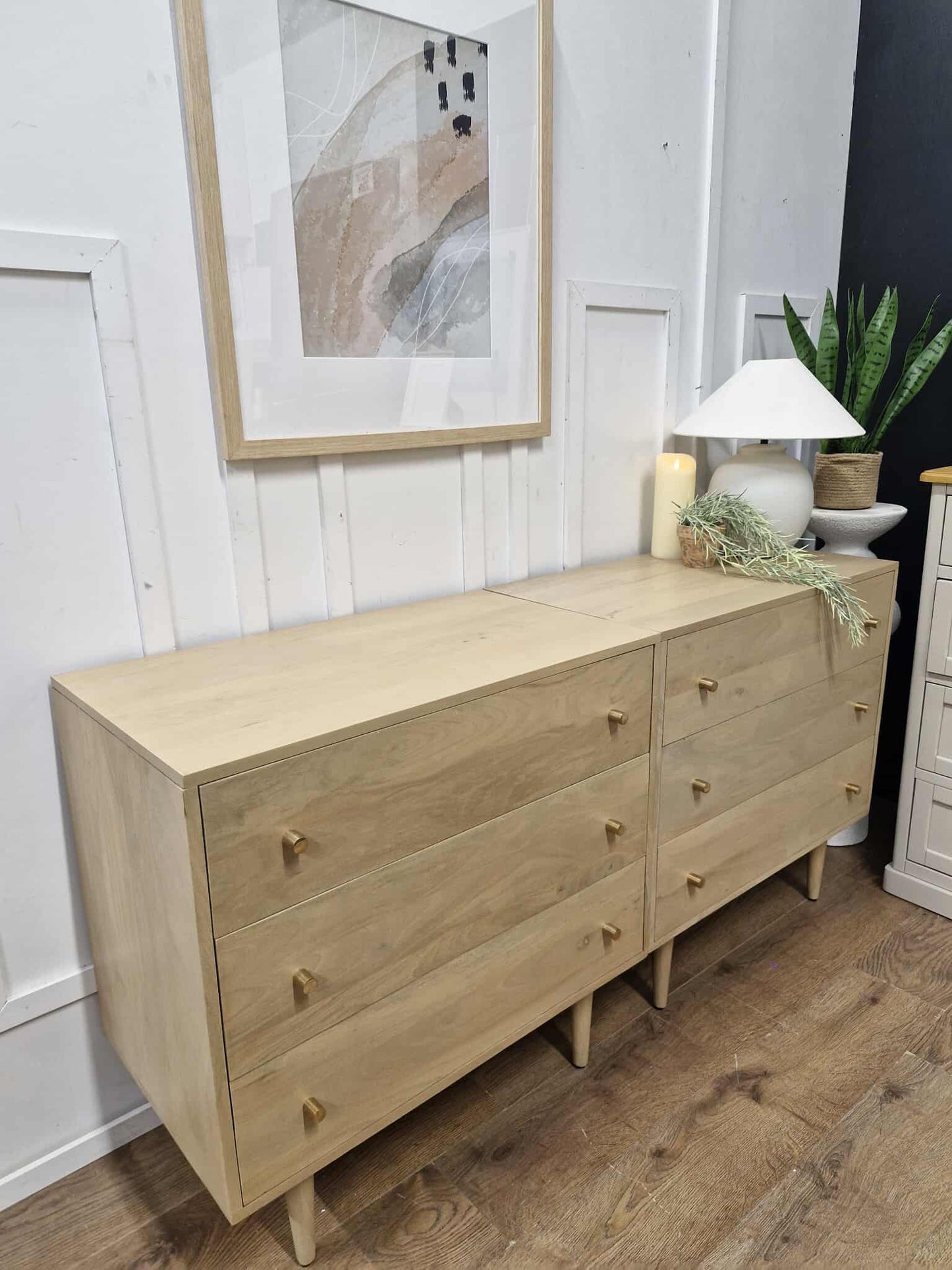 Light Solid Mango Wood Chest of Drawers / Small Cabinet