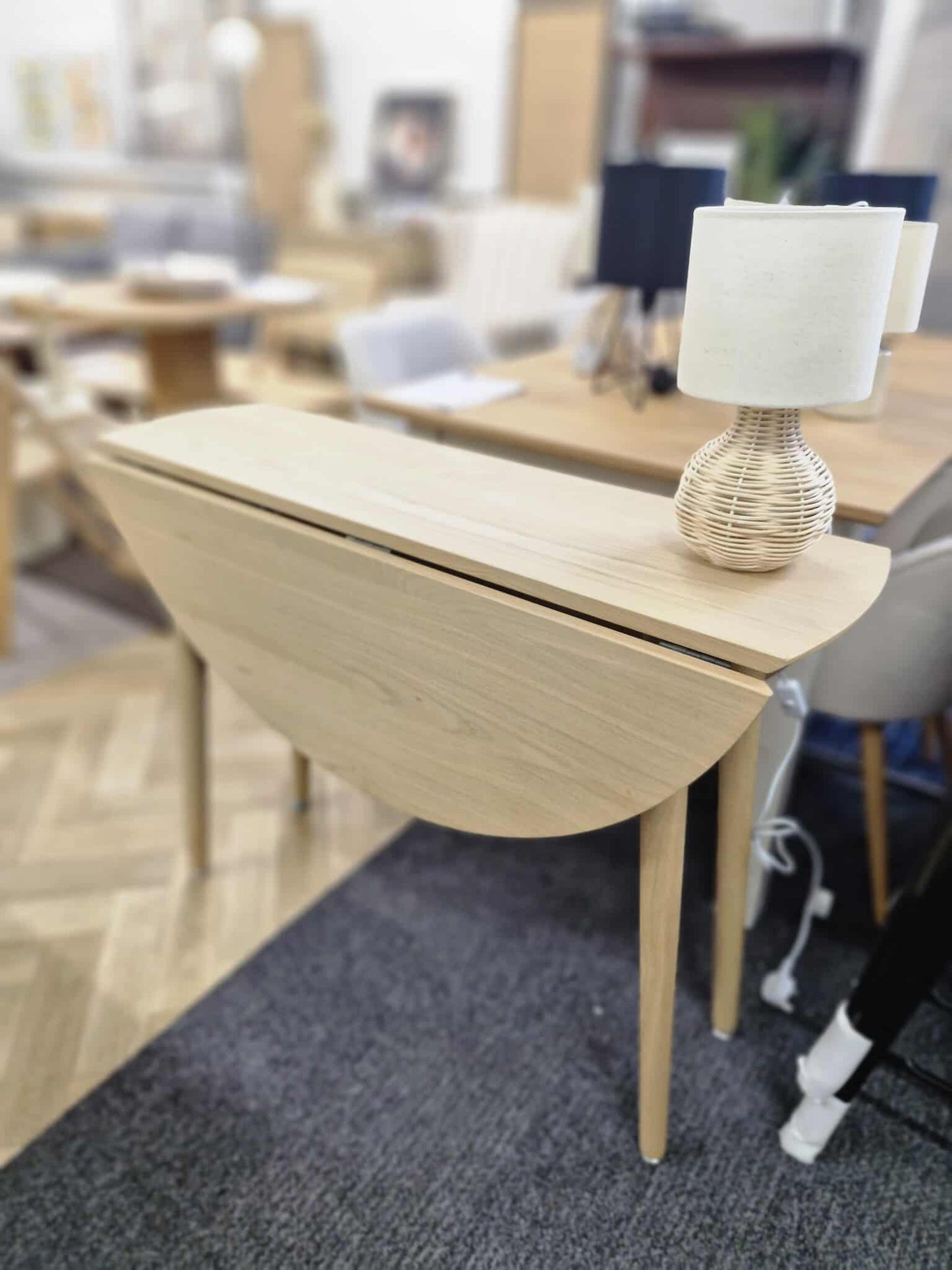 Light Oak Drop Leaf Dining Table / Folding Console Table