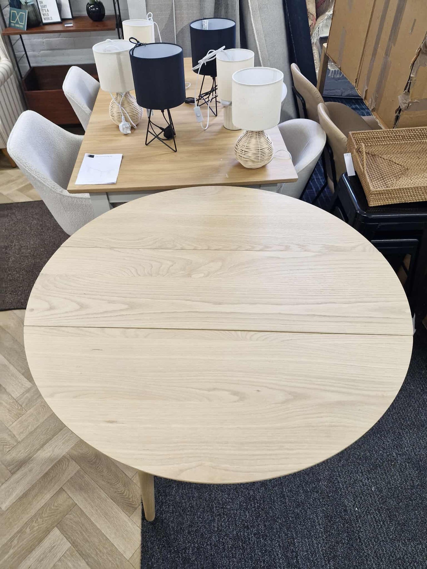 Light Oak Drop Leaf Dining Table / Folding Console Table