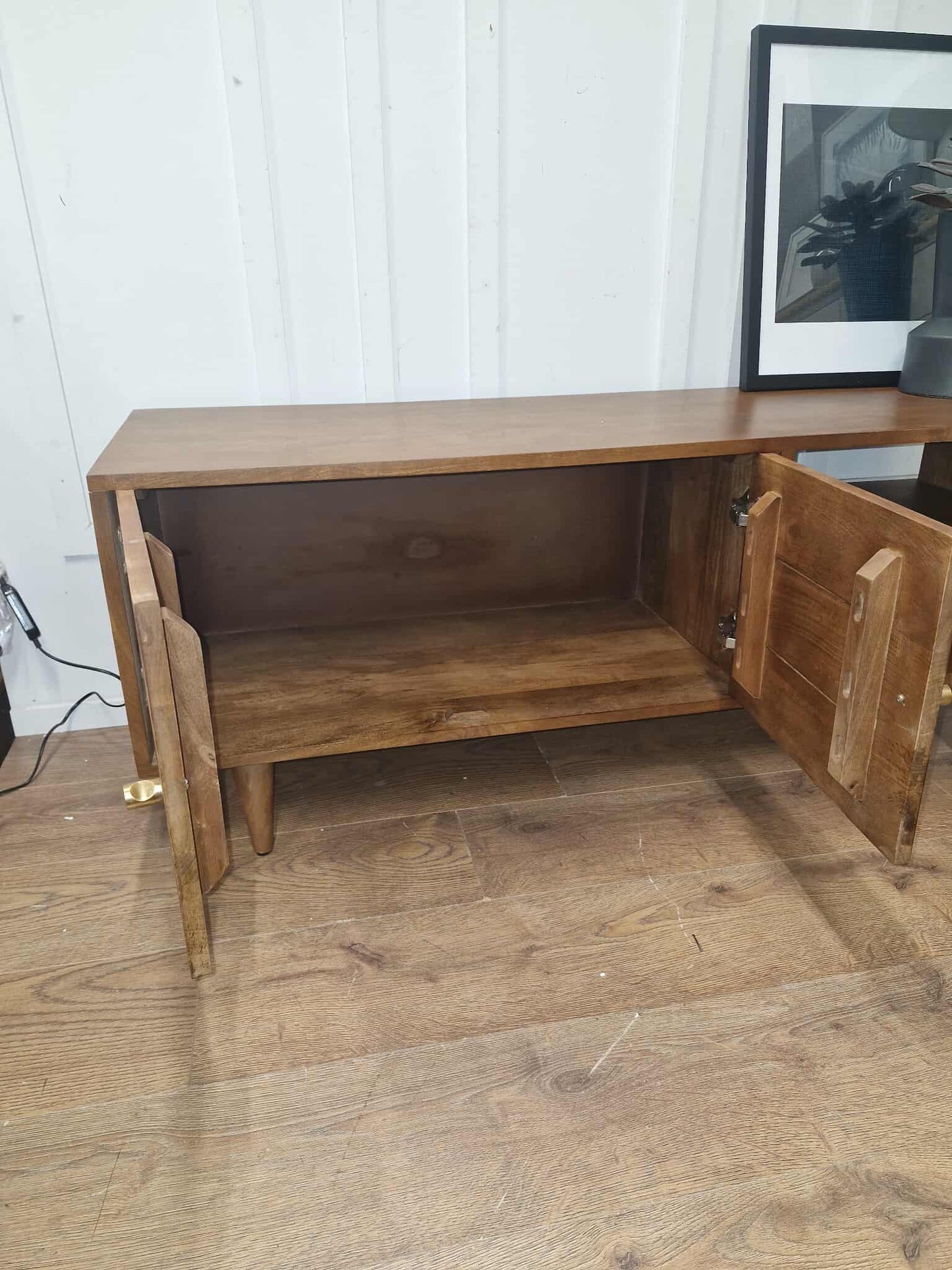 Dark Solid Mango Wood TV Stand / Media Stand