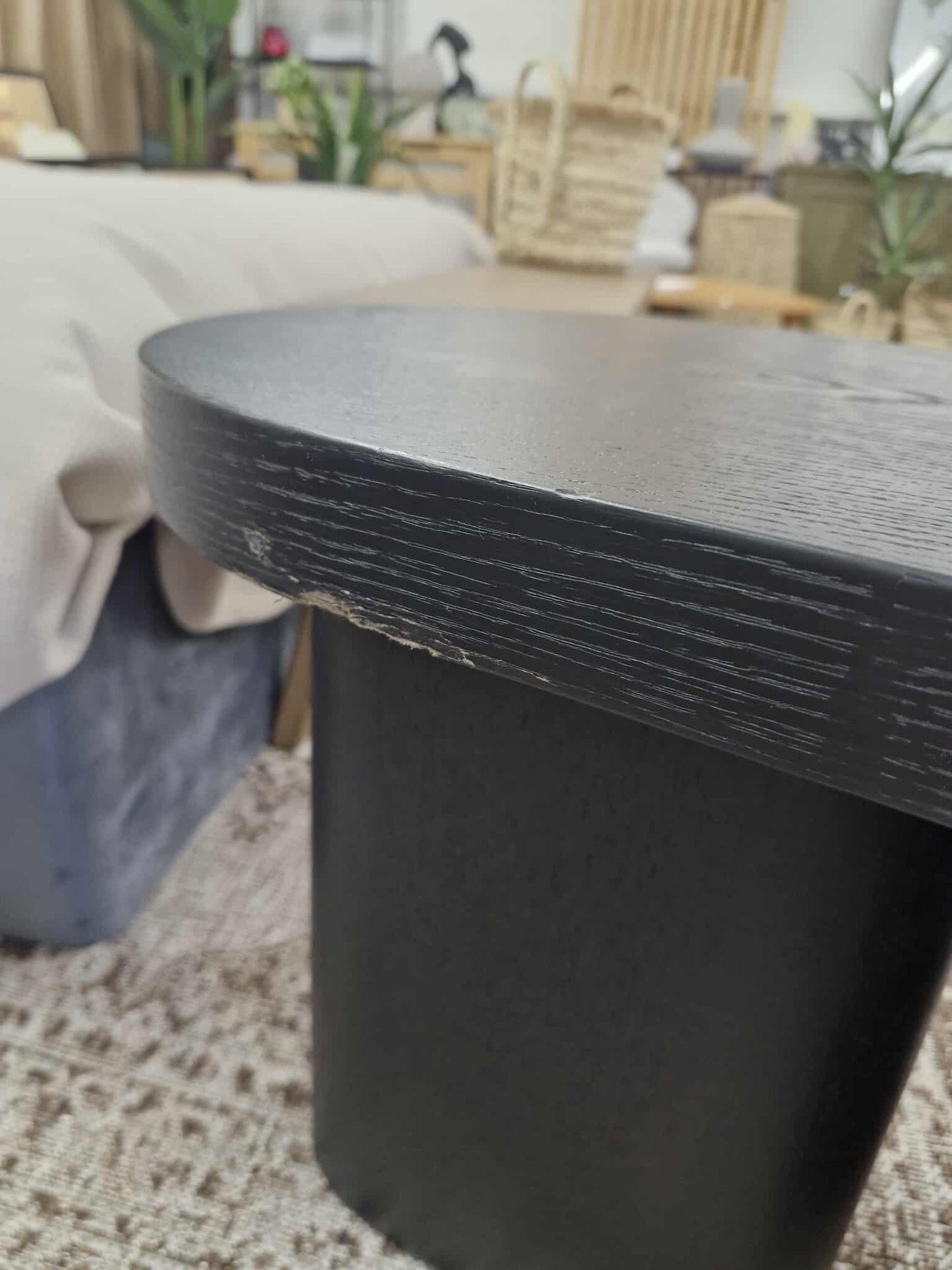 Black Organic Capsule Shape Side Table