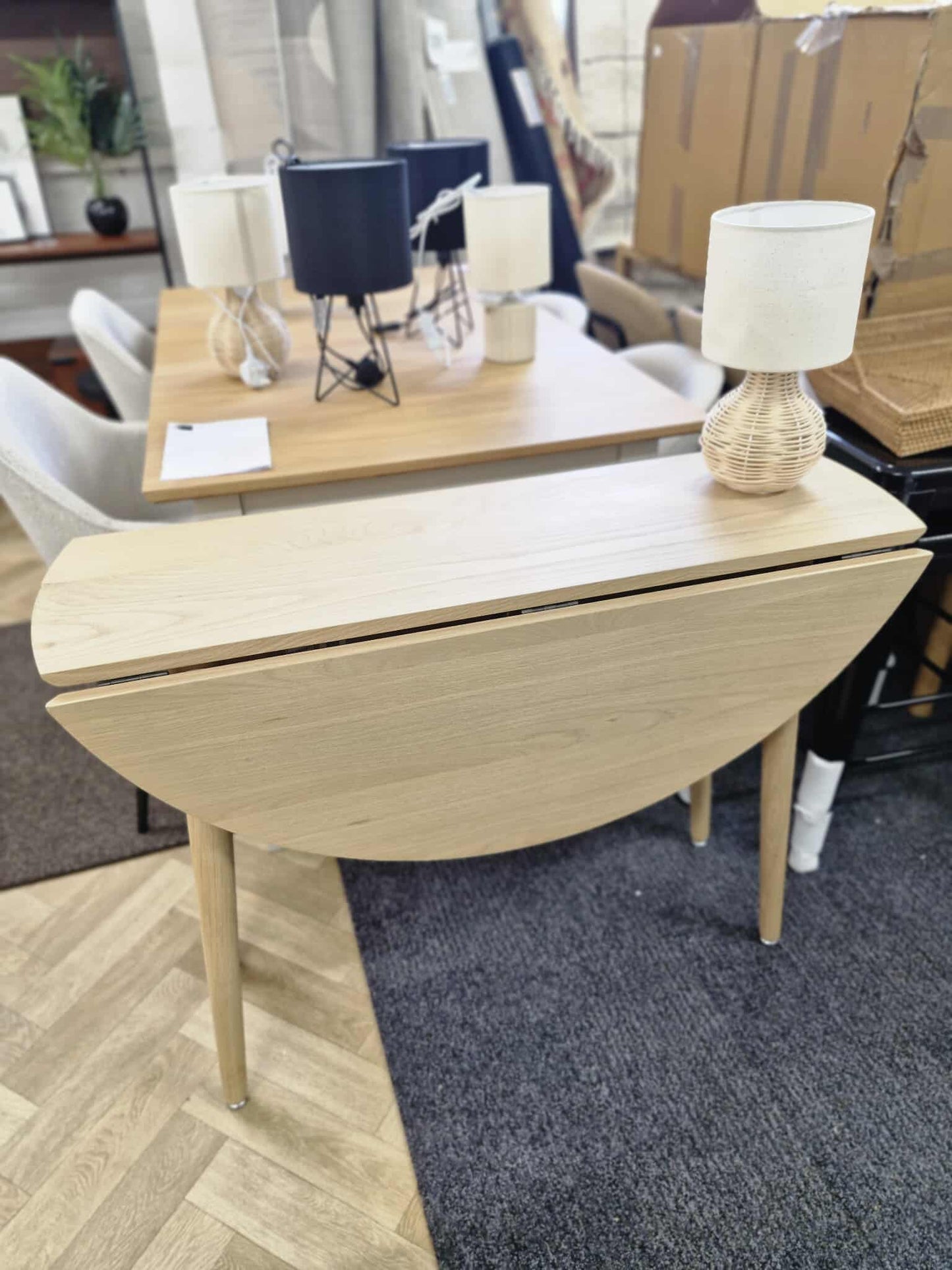Light Oak Drop Leaf Dining Table / Folding Console Table