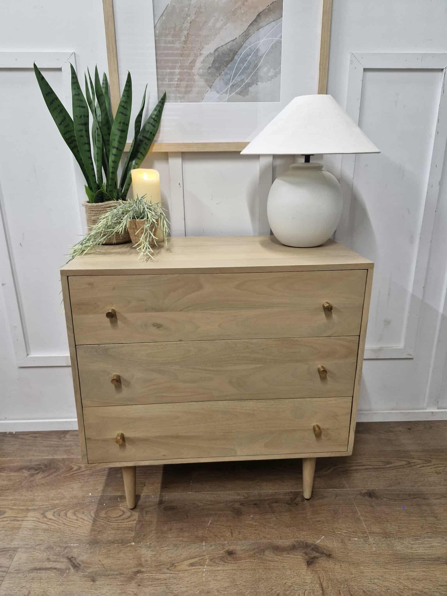 Light Solid Mango Wood Chest of Drawers / Small Cabinet