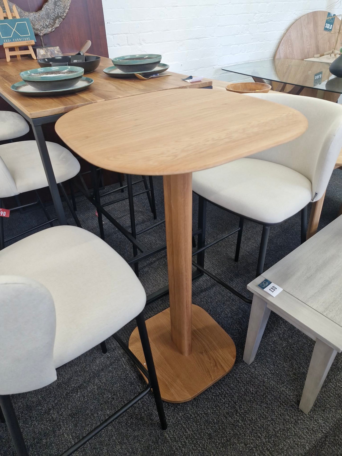 Solid Oak High Bar Bistro Table
