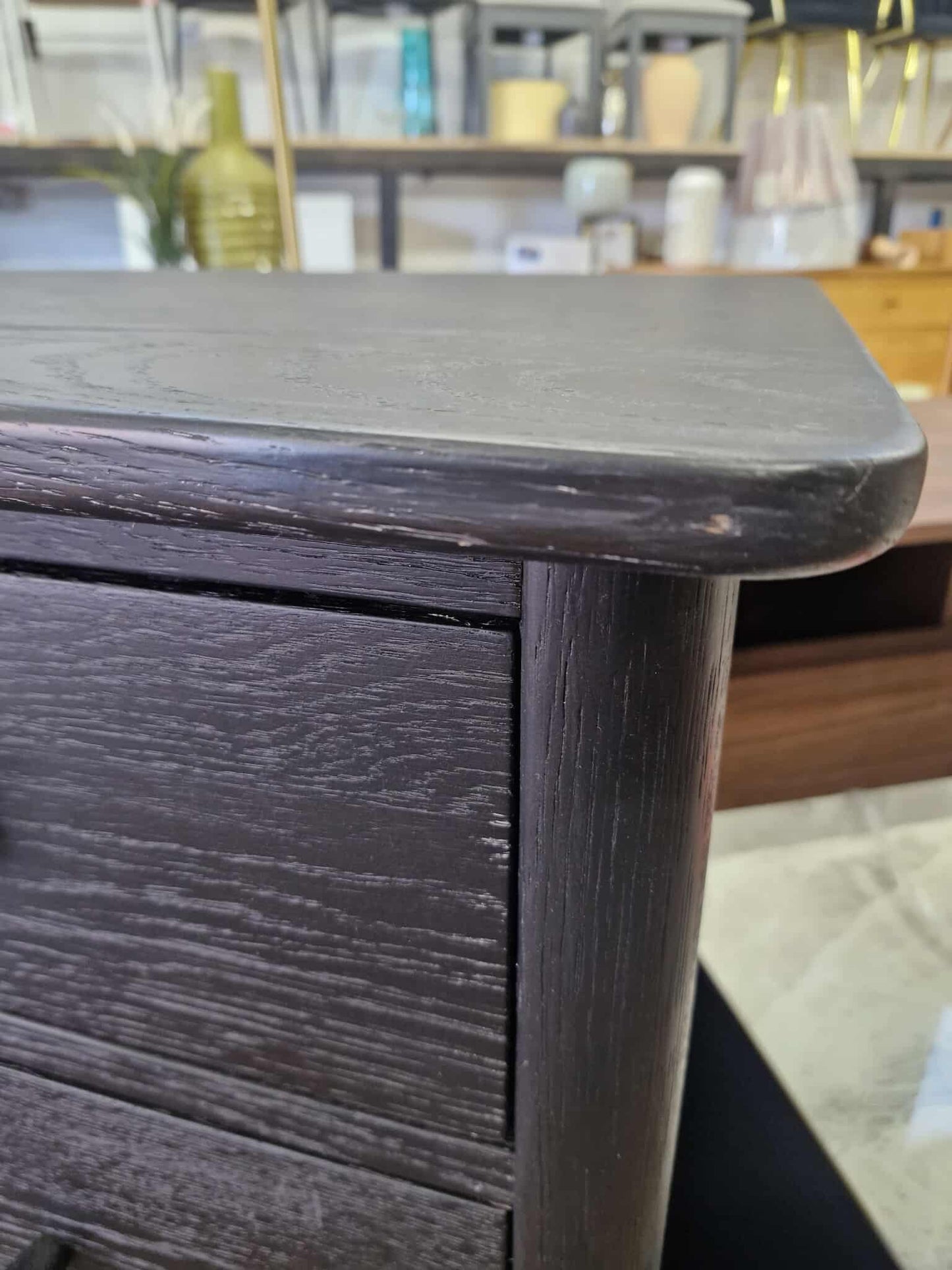 Black Solid Wood High Chest of 4 Drawers