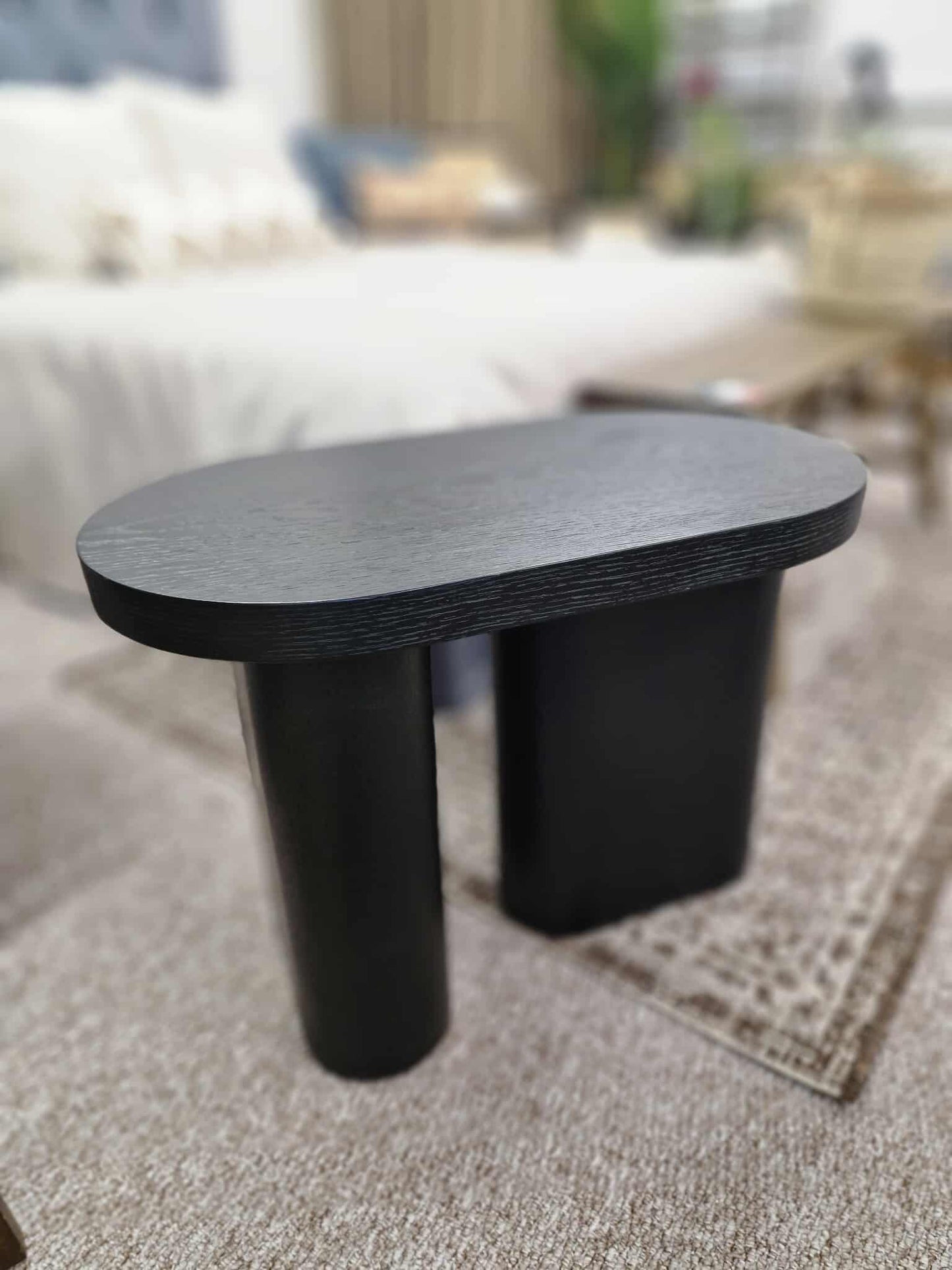 Black Organic Capsule Shape Side Table