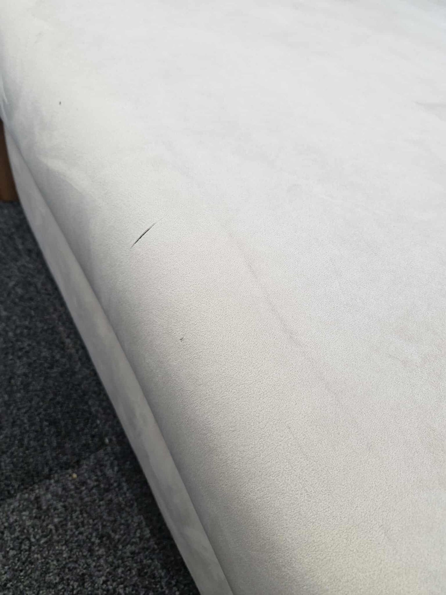 Large Light Grey Velvet Footstool