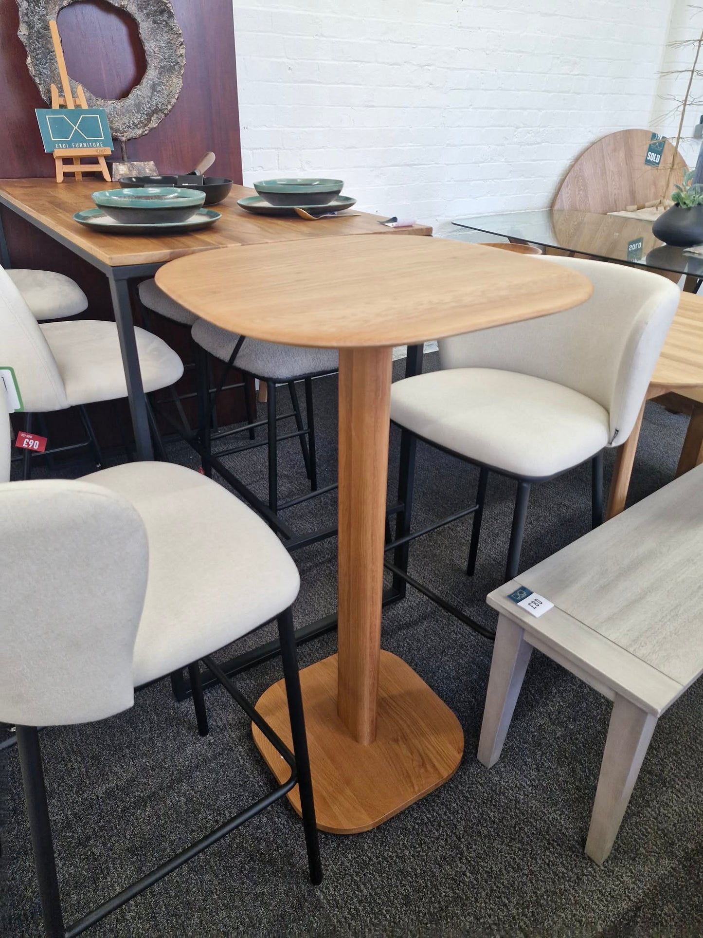 Solid Oak High Bar Bistro Table