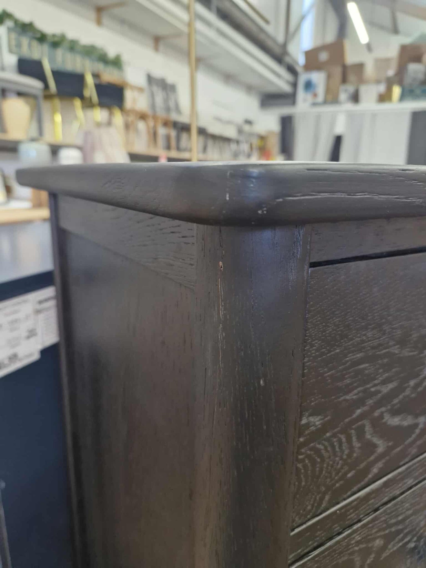 Black Solid Wood High Chest of 4 Drawers