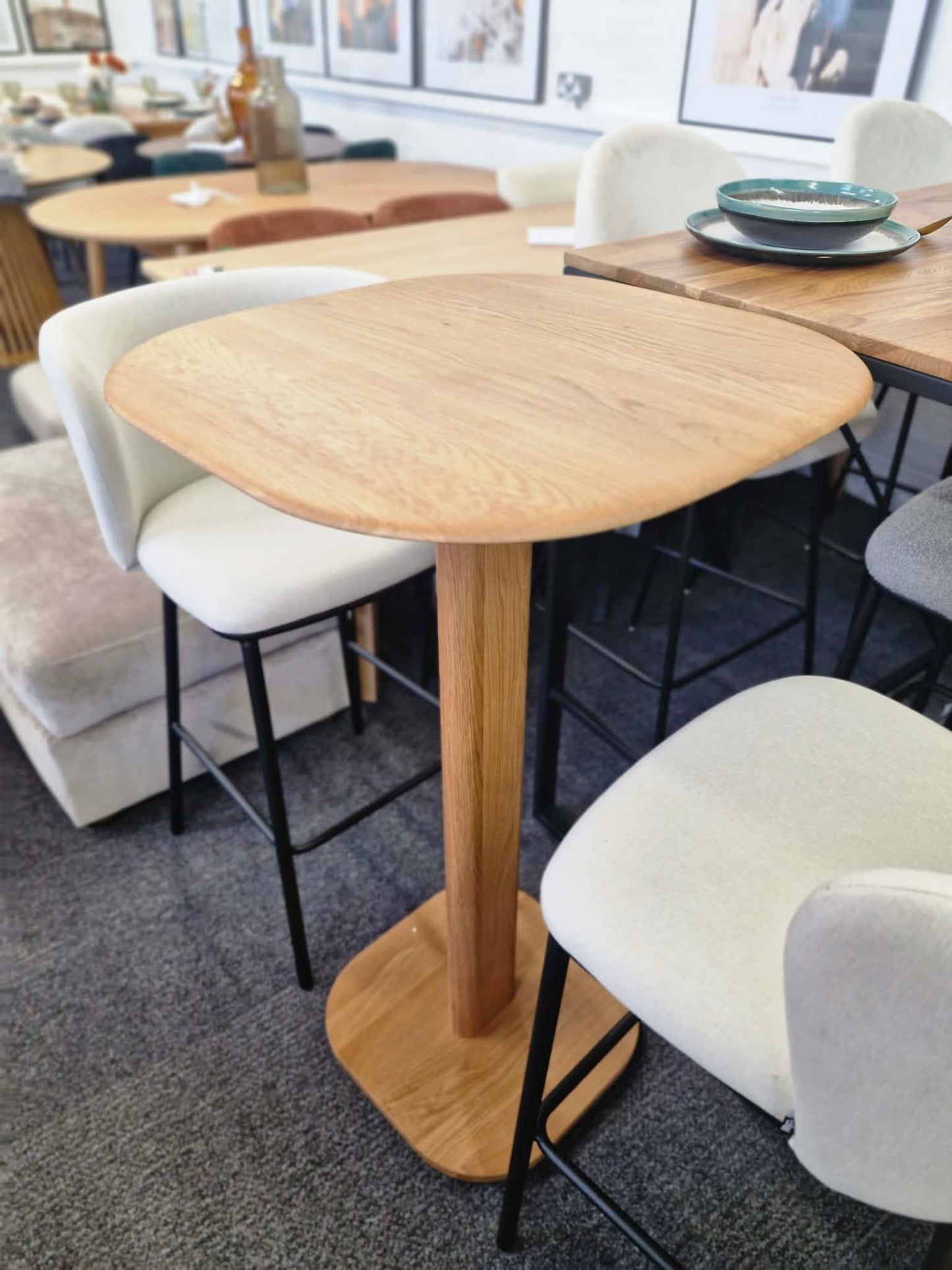 Solid Oak High Bar Bistro Table