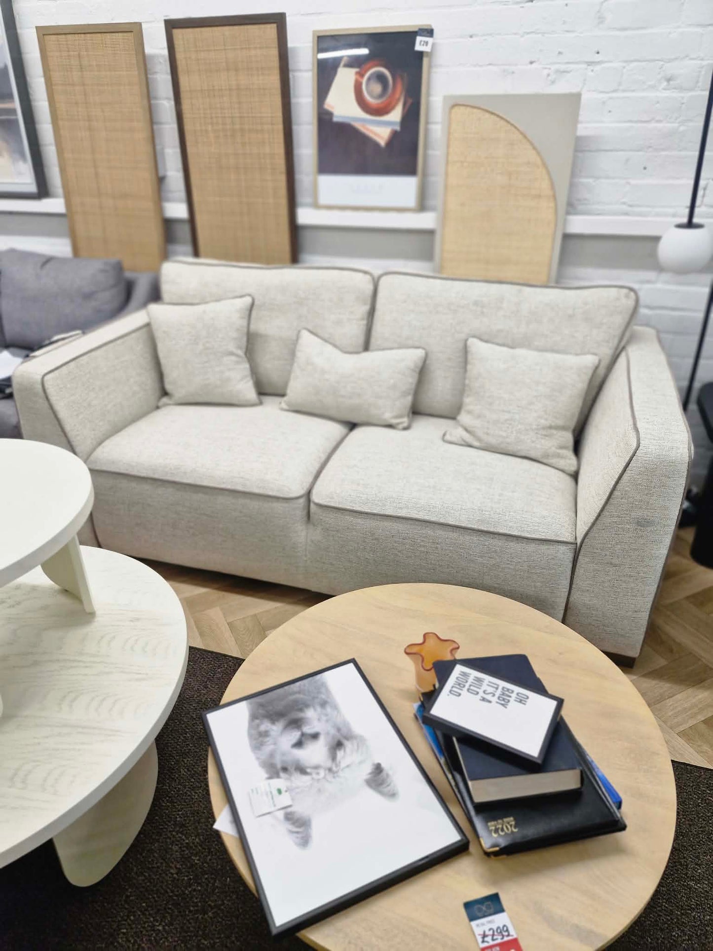 3 Seater Sofa Sofology Russo / Natural Light Beige with Piping