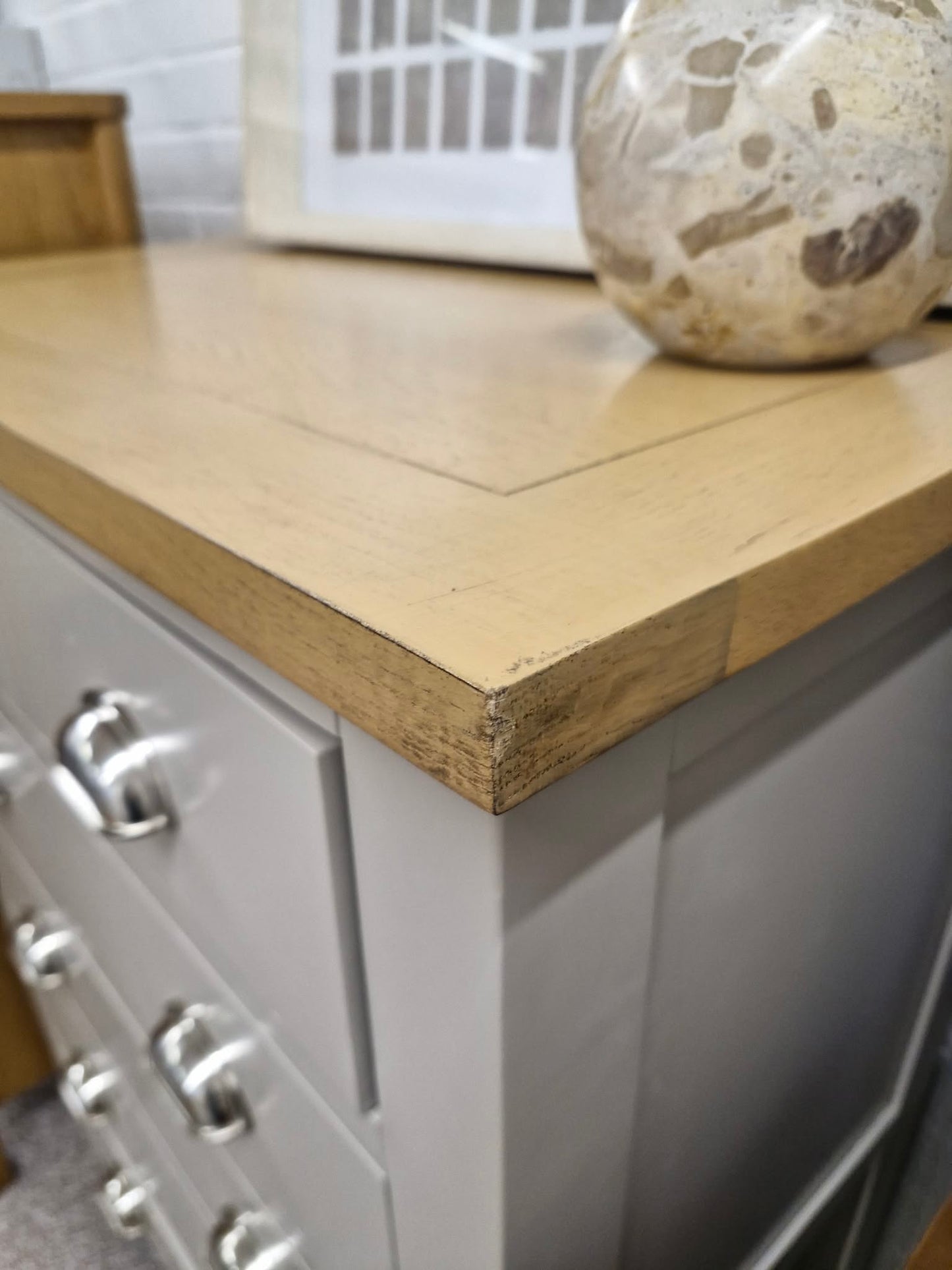 Oak and Grey High Chest of  6 Drawers / 2+4 drawers