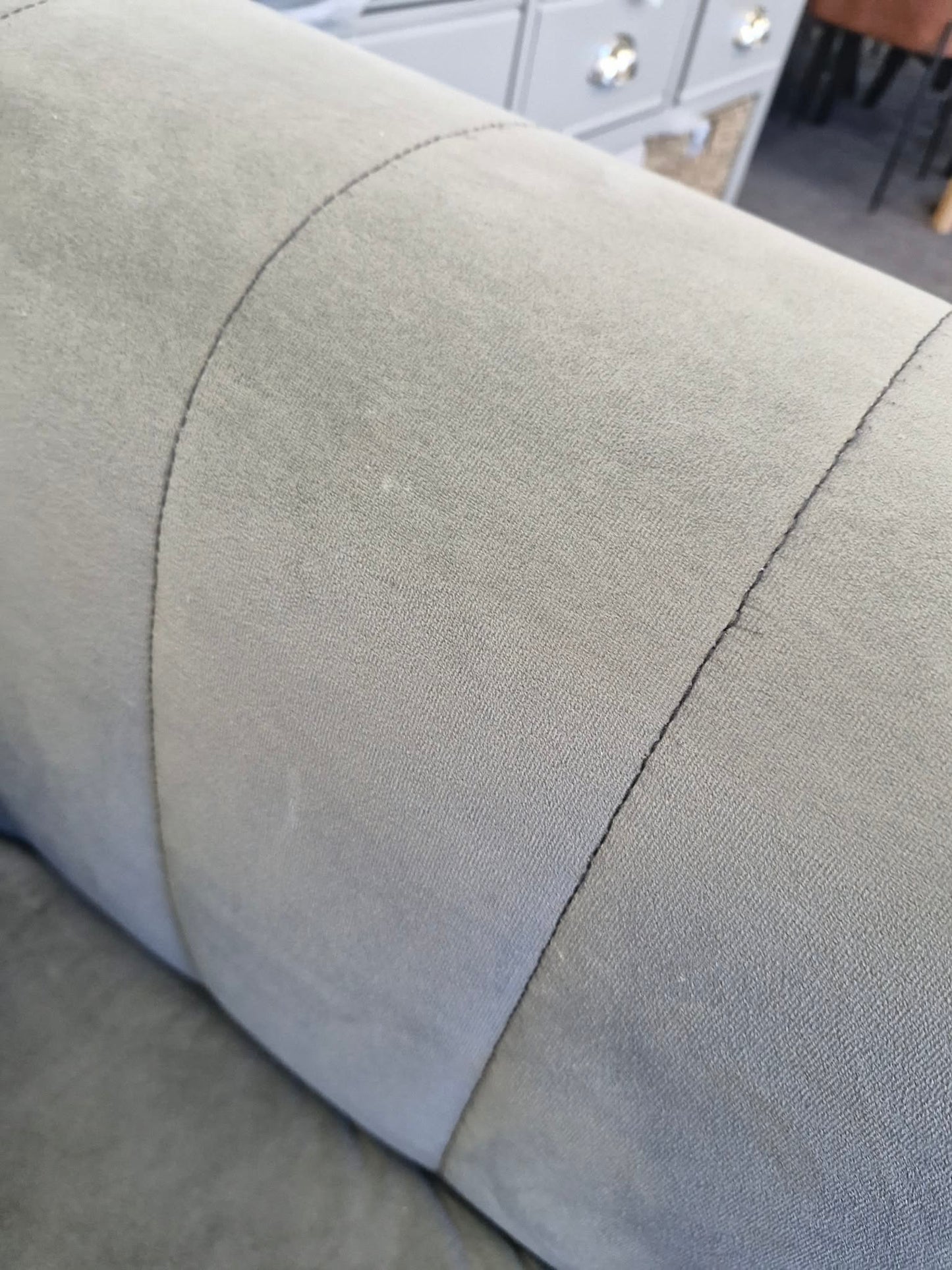 Grey Velvet wide and large armchair / Sofology Fluted Isla