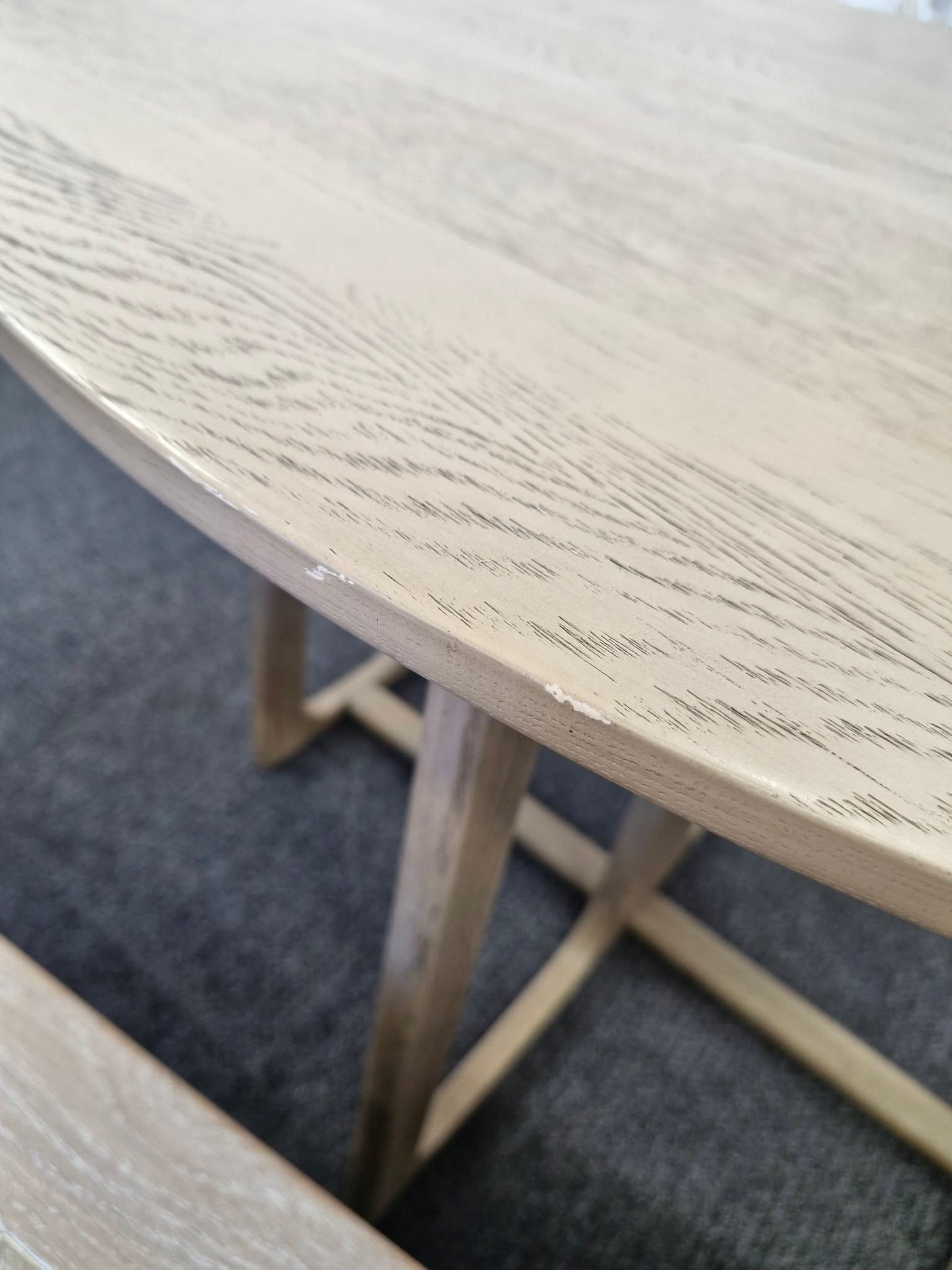 Drop Leaf Console Table - Folding Round Dining Table / Smoked Grey Oak