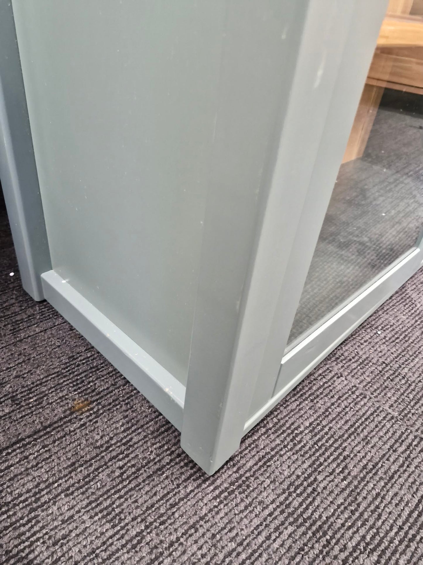 Green and Wood Low Display Cabinet with glass doors / Sideboard