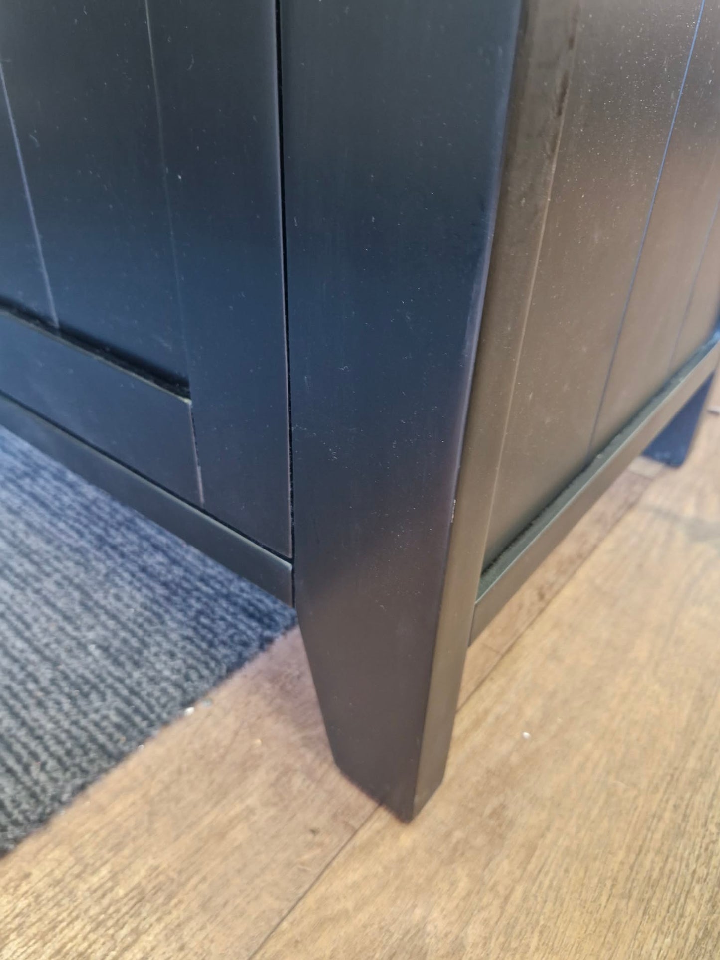 Black and Solid Oak Wood Top Tv Stand