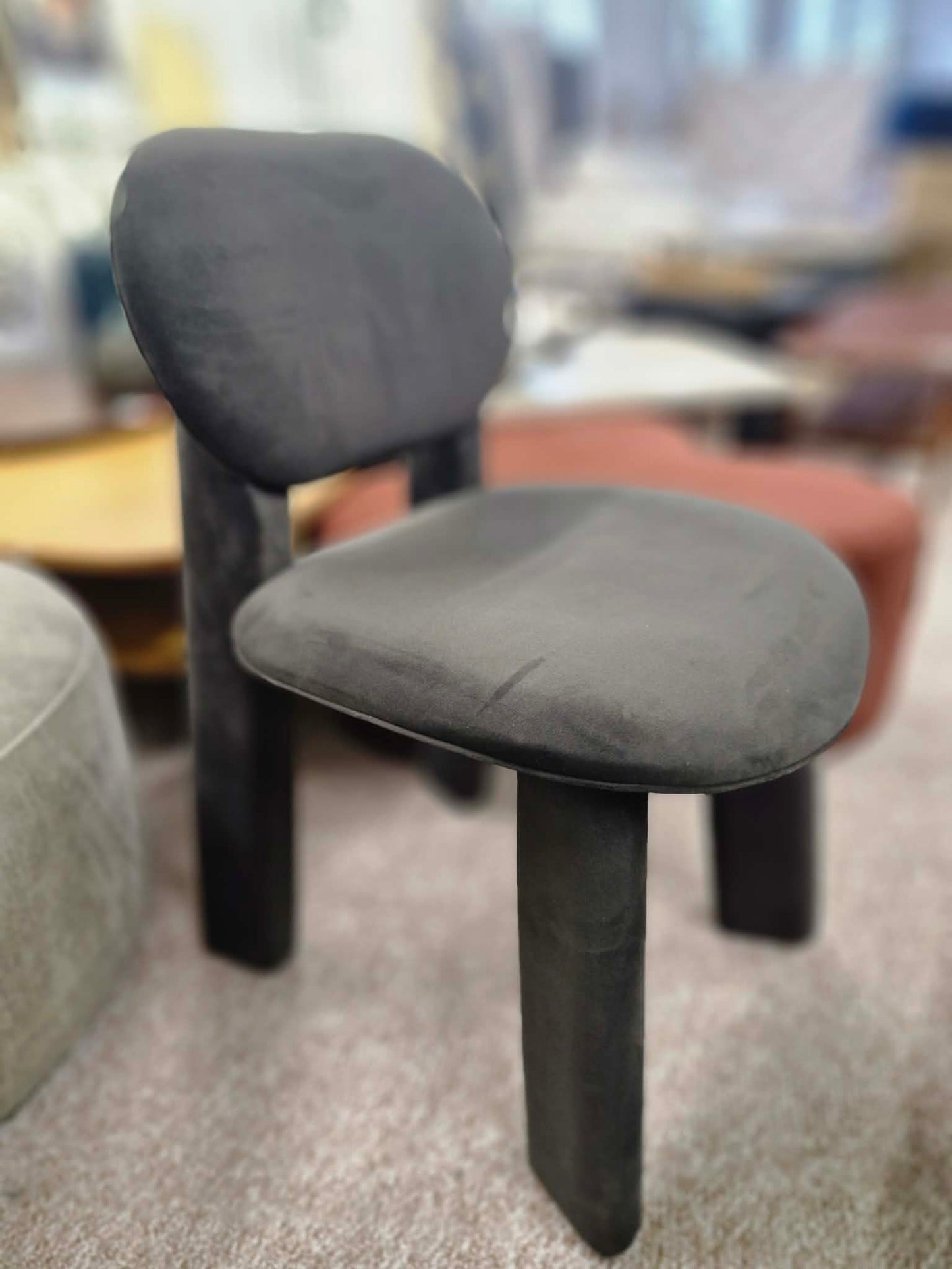Charcoal Grey Velvet All covered Chair-  Accent, Bedroom, Dressing Table Chair