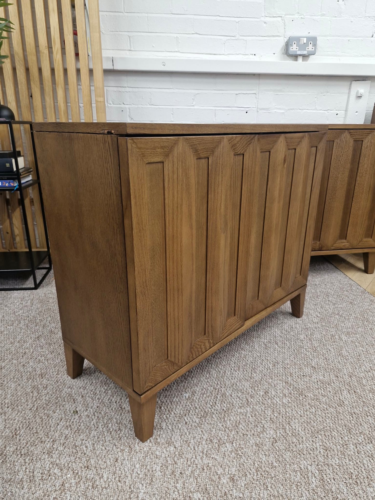 Dark Wood Walnut Small Cabinet with Panel Doors / Wooden Cupboard