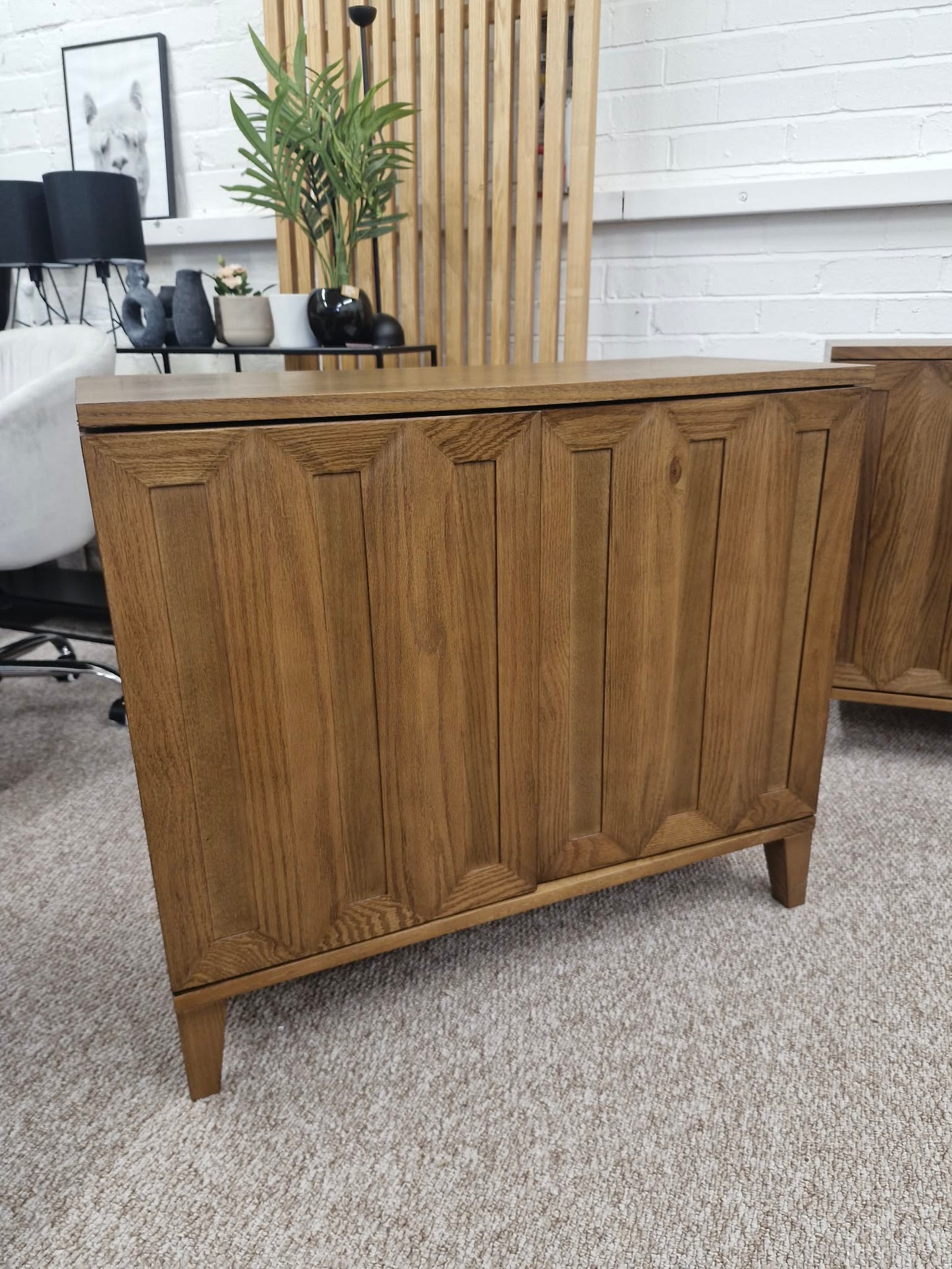 Dark Wood Walnut Small Cabinet with Panel Doors / Wooden Cupboard