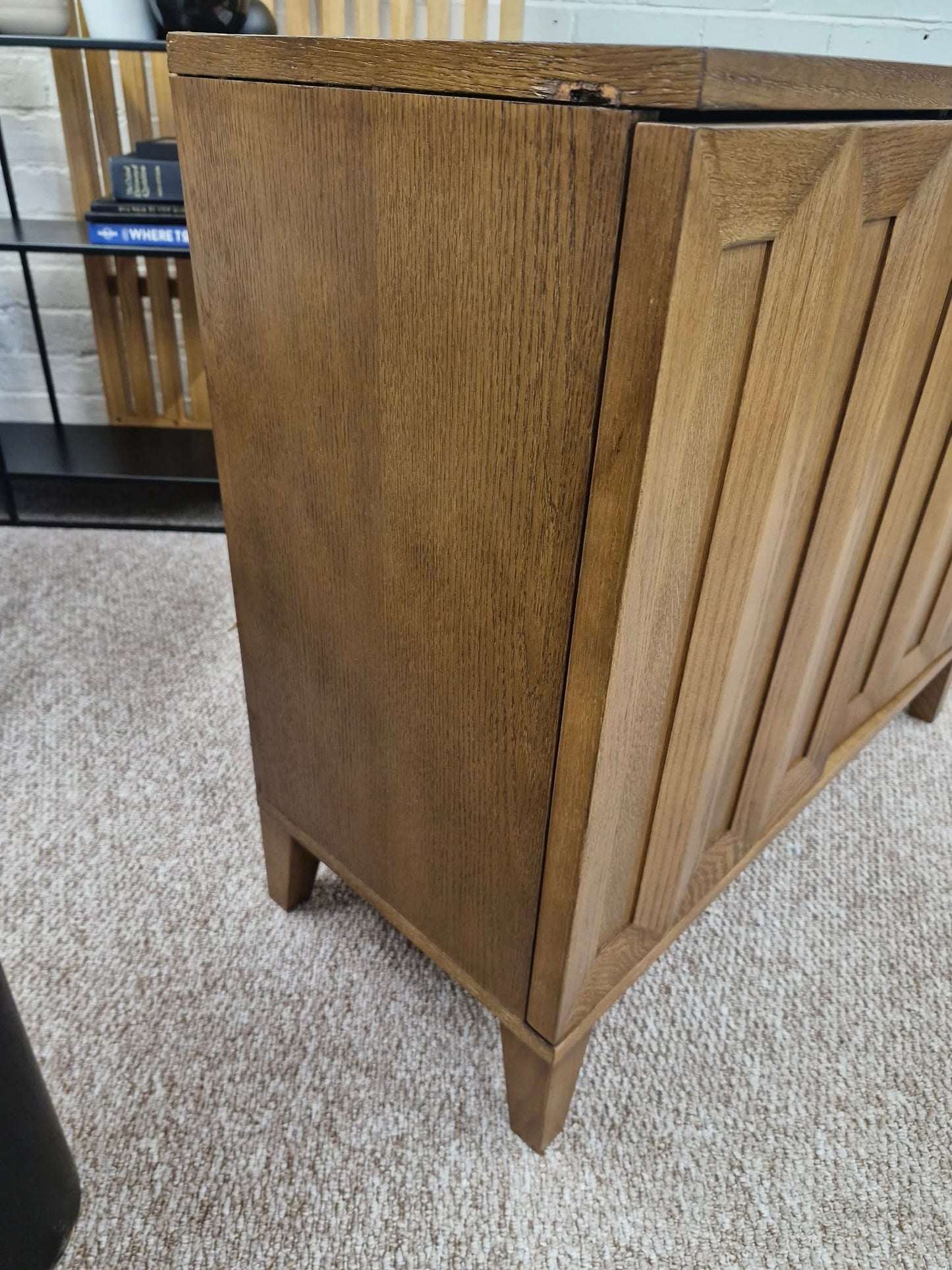 Dark Wood Walnut Small Cabinet with Panel Doors / Wooden Cupboard