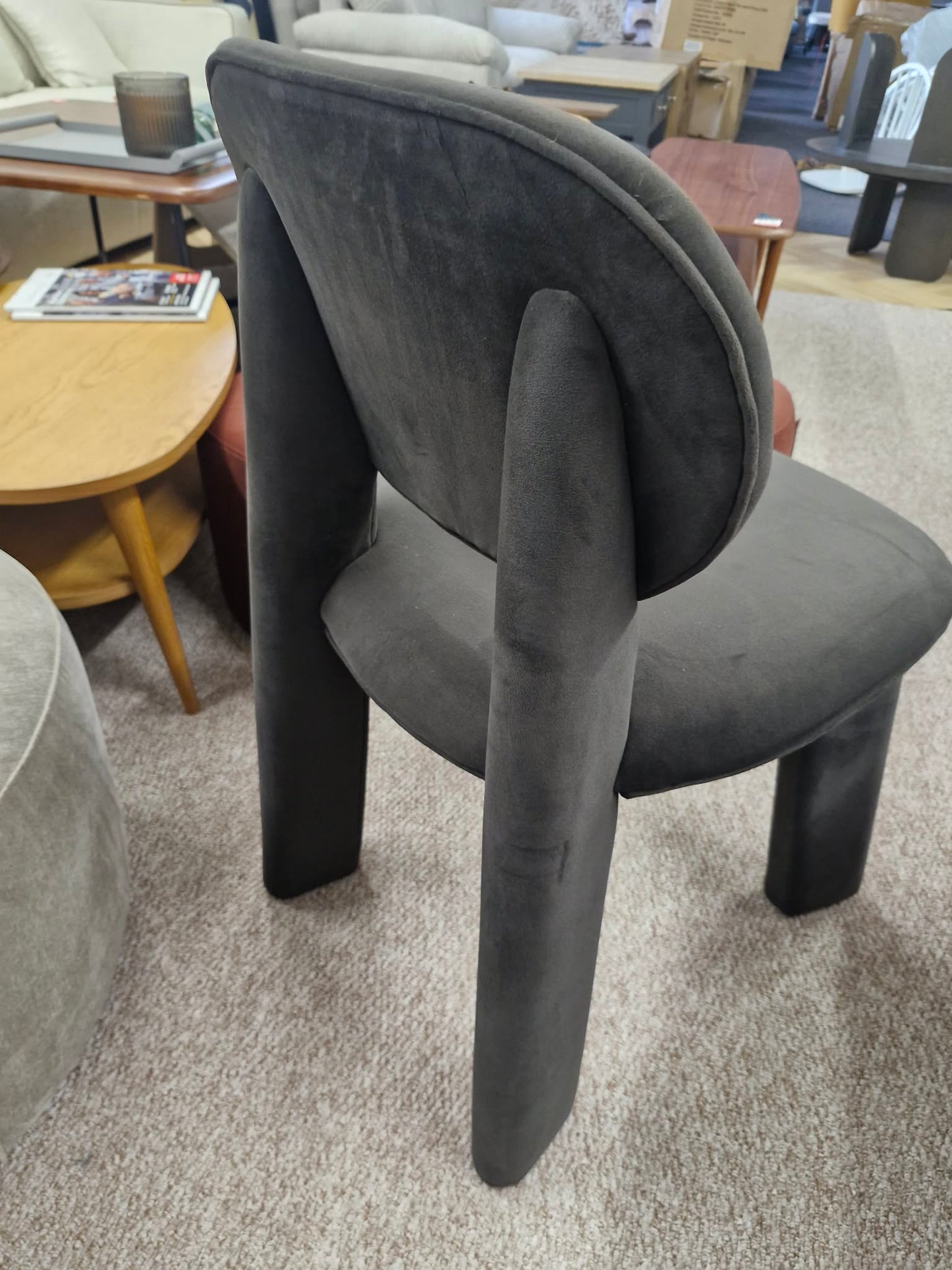 Charcoal Grey Velvet All covered Chair-  Accent, Bedroom, Dressing Table Chair