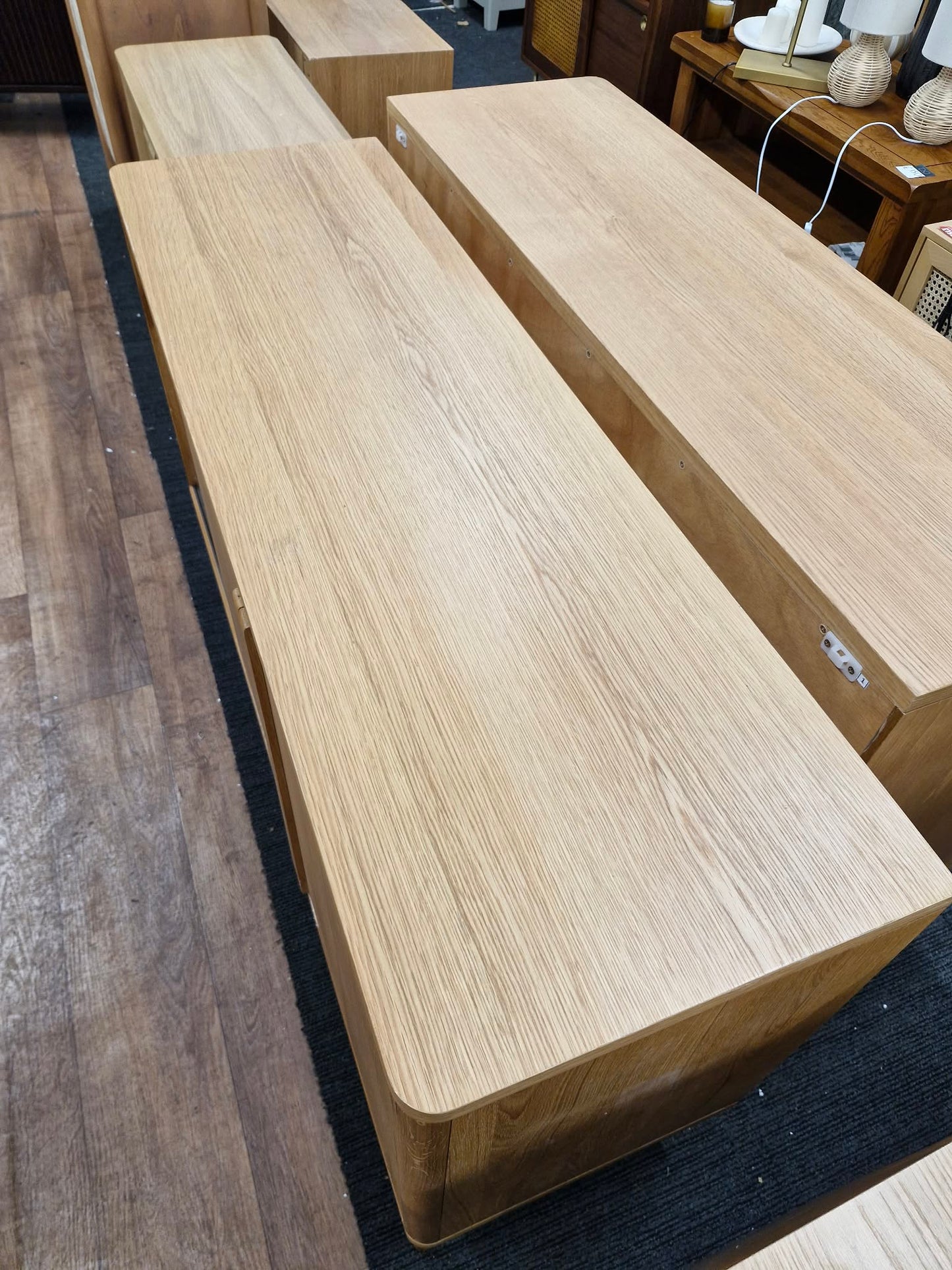 Large Oak Sideboard with Sliding Doors and Drawers