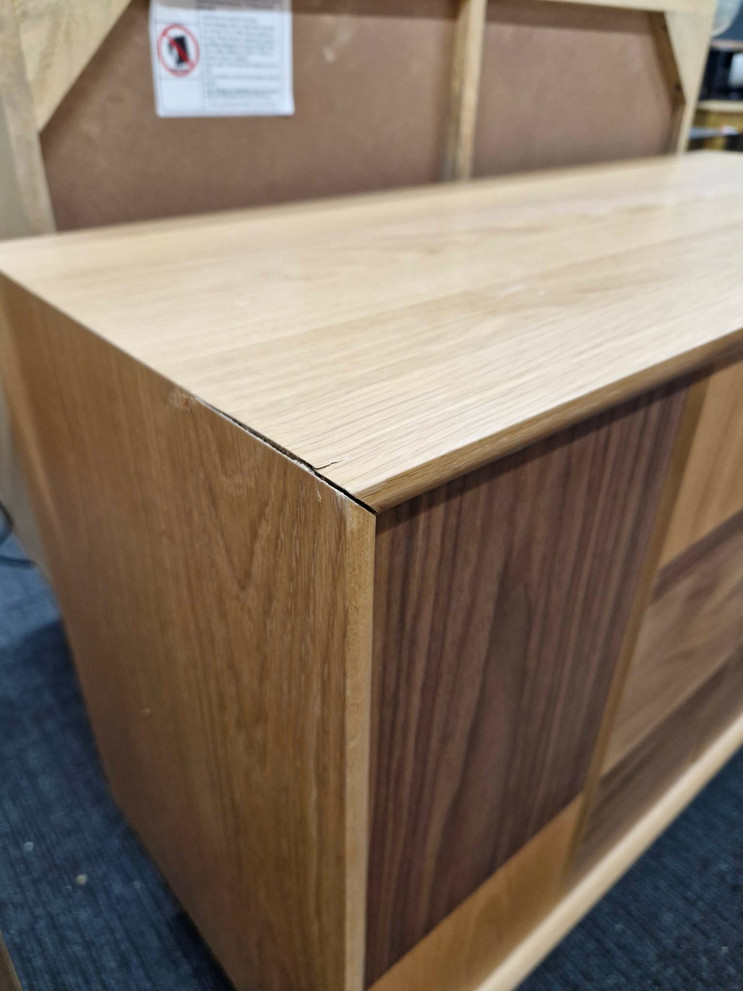 Small Light and Dark Wood Cabinet / Compact Sideboard Cupboard