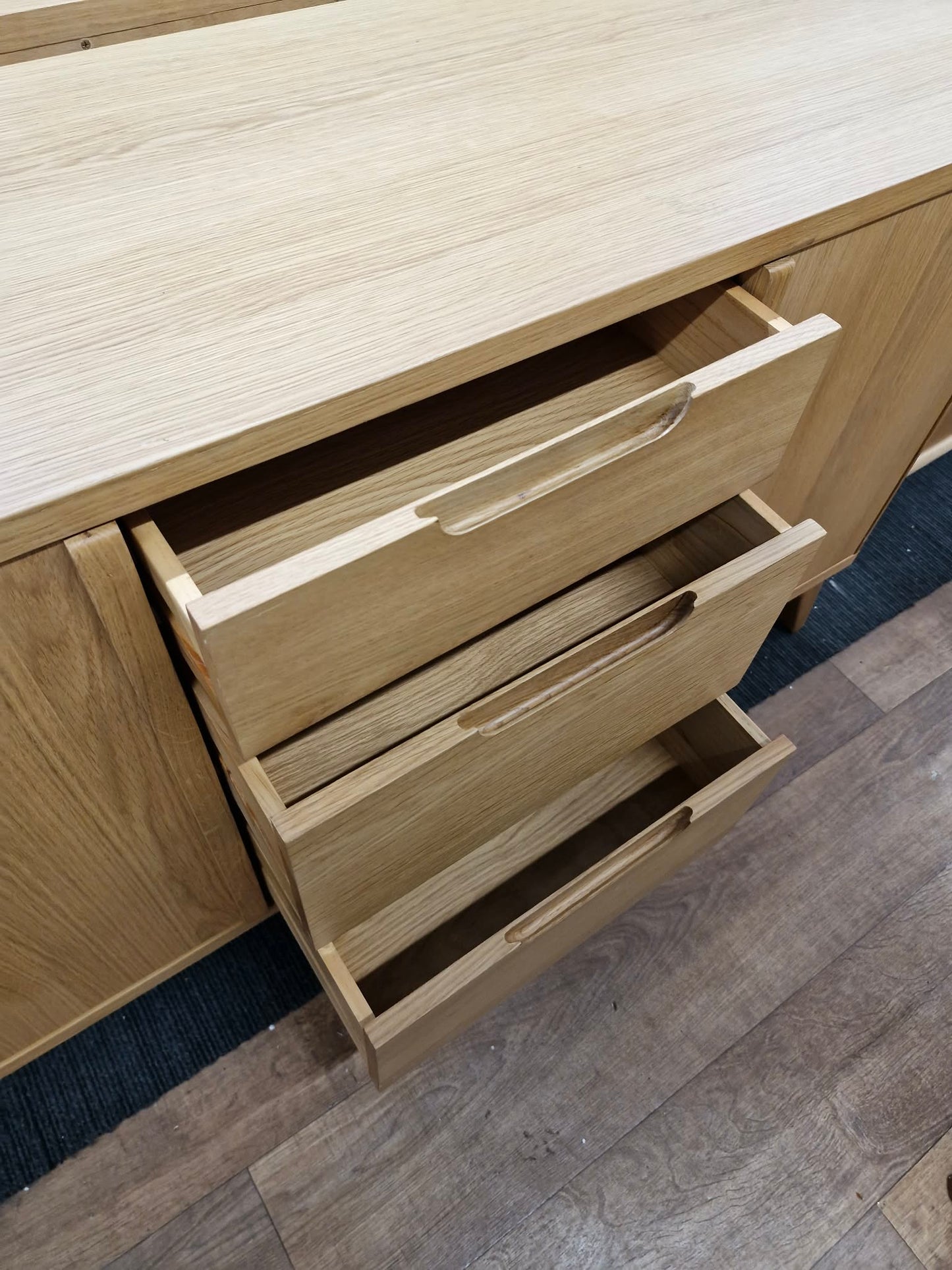 Large Oak Sideboard with Sliding Doors and Drawers