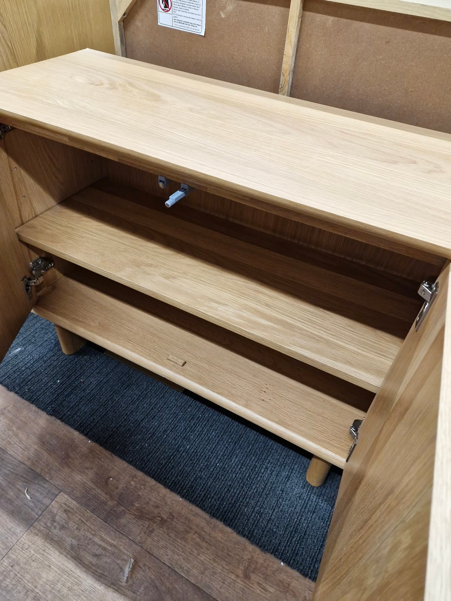 Small Light and Dark Wood Cabinet / Compact Sideboard Cupboard
