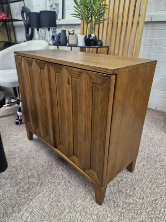 Dark Wood Walnut Small Cabinet with Panel Doors / Wooden Cupboard