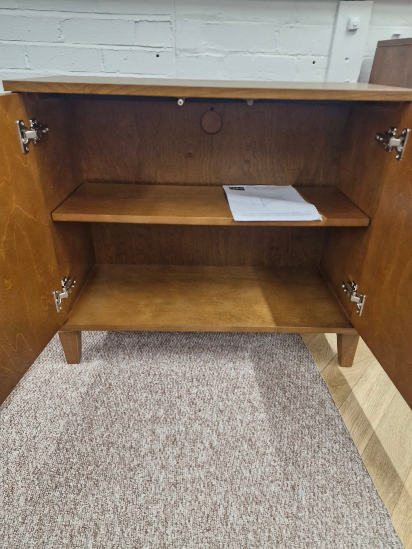 Dark Wood Walnut Small Cabinet with Panel Doors / Wooden Cupboard
