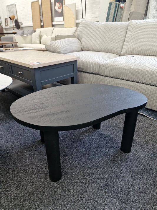 Small Black Organic Shape Rounded Coffee Table