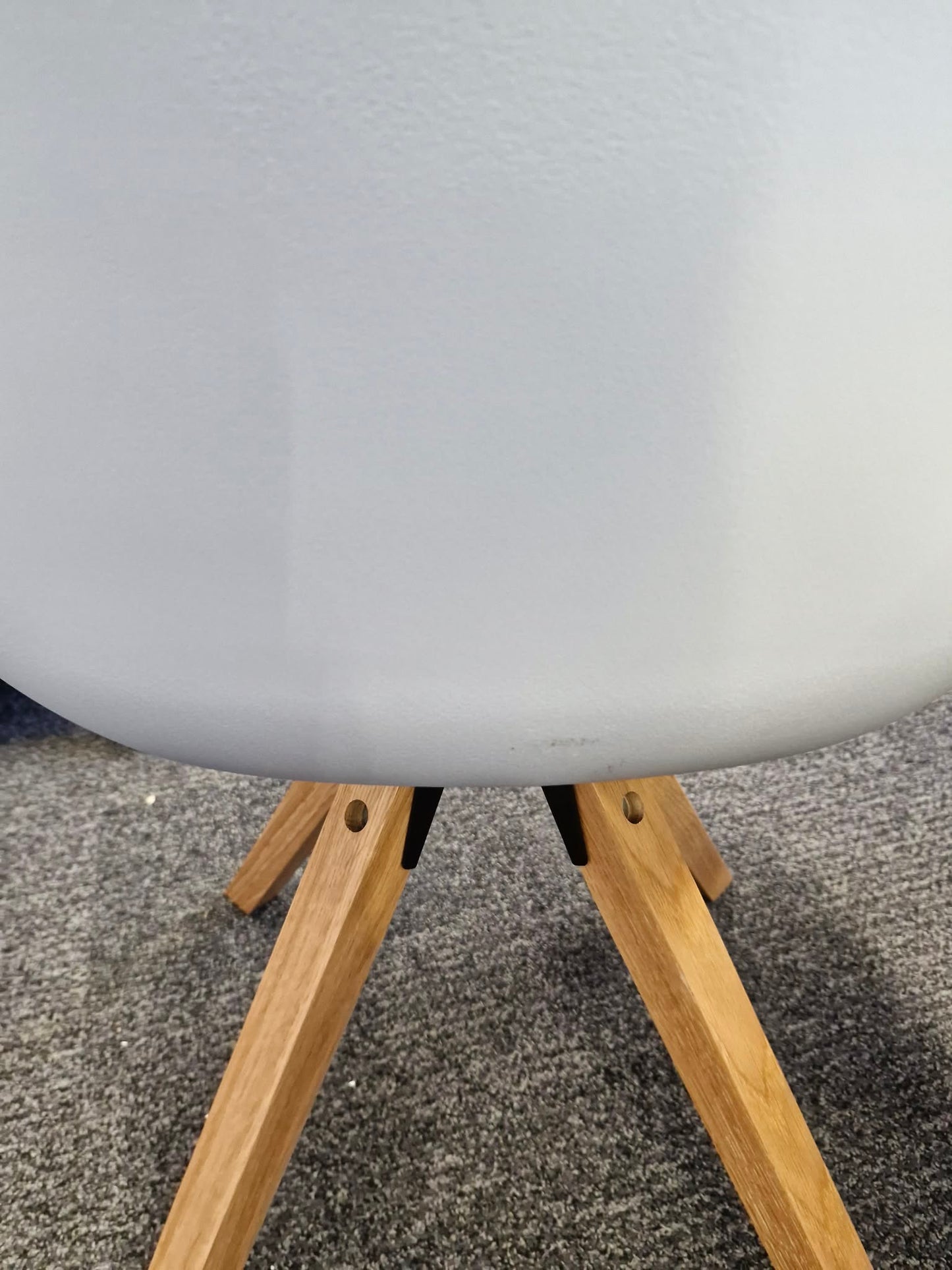 Pale Light Blue Plastic and Padded and Oak Light Wood Dining Chairs / Set of 2