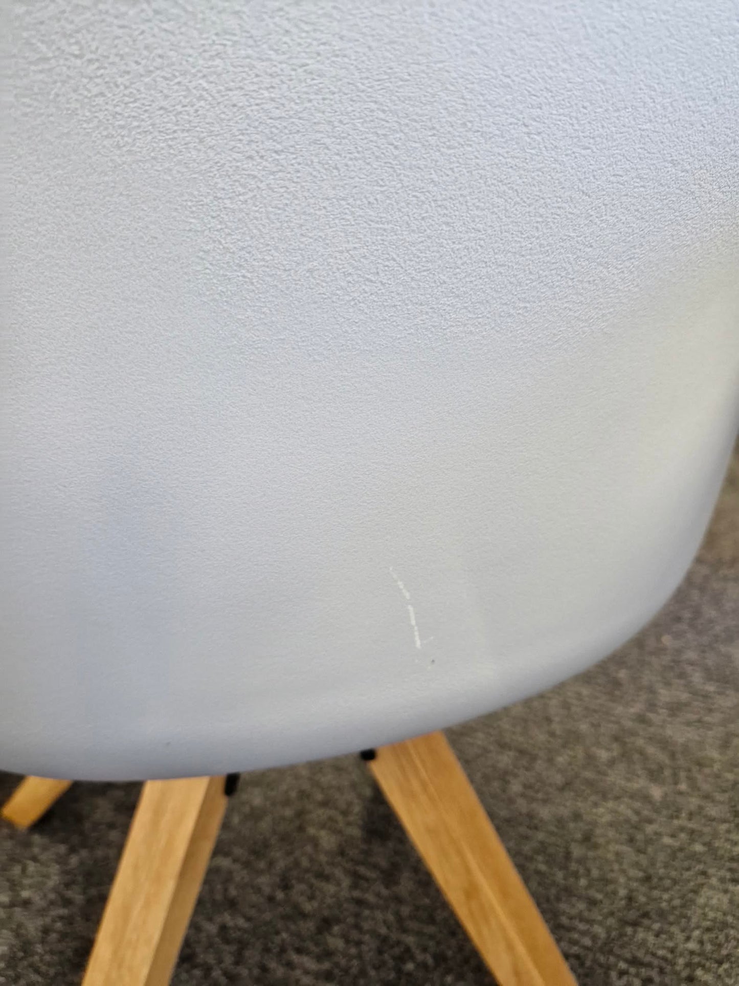 Pale Light Blue Plastic and Padded and Oak Light Wood Dining Chairs / Set of 2