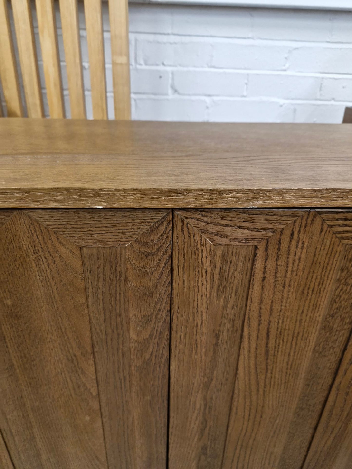 Dark Wood Walnut Small Cabinet with Panel Doors Cupboard (damaged)