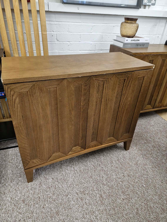 Dark Wood Walnut Small Cabinet with Panel Doors Cupboard (damaged)