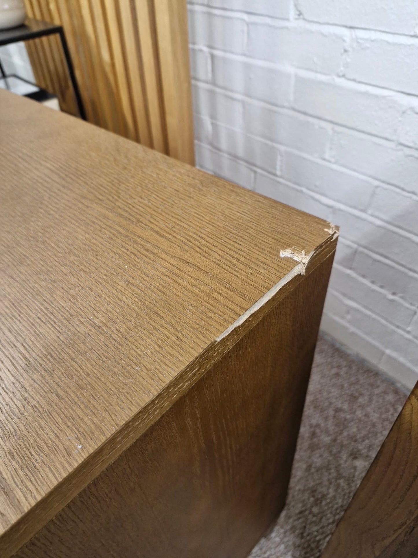Dark Wood Walnut Small Cabinet with Panel Doors Cupboard (damaged)