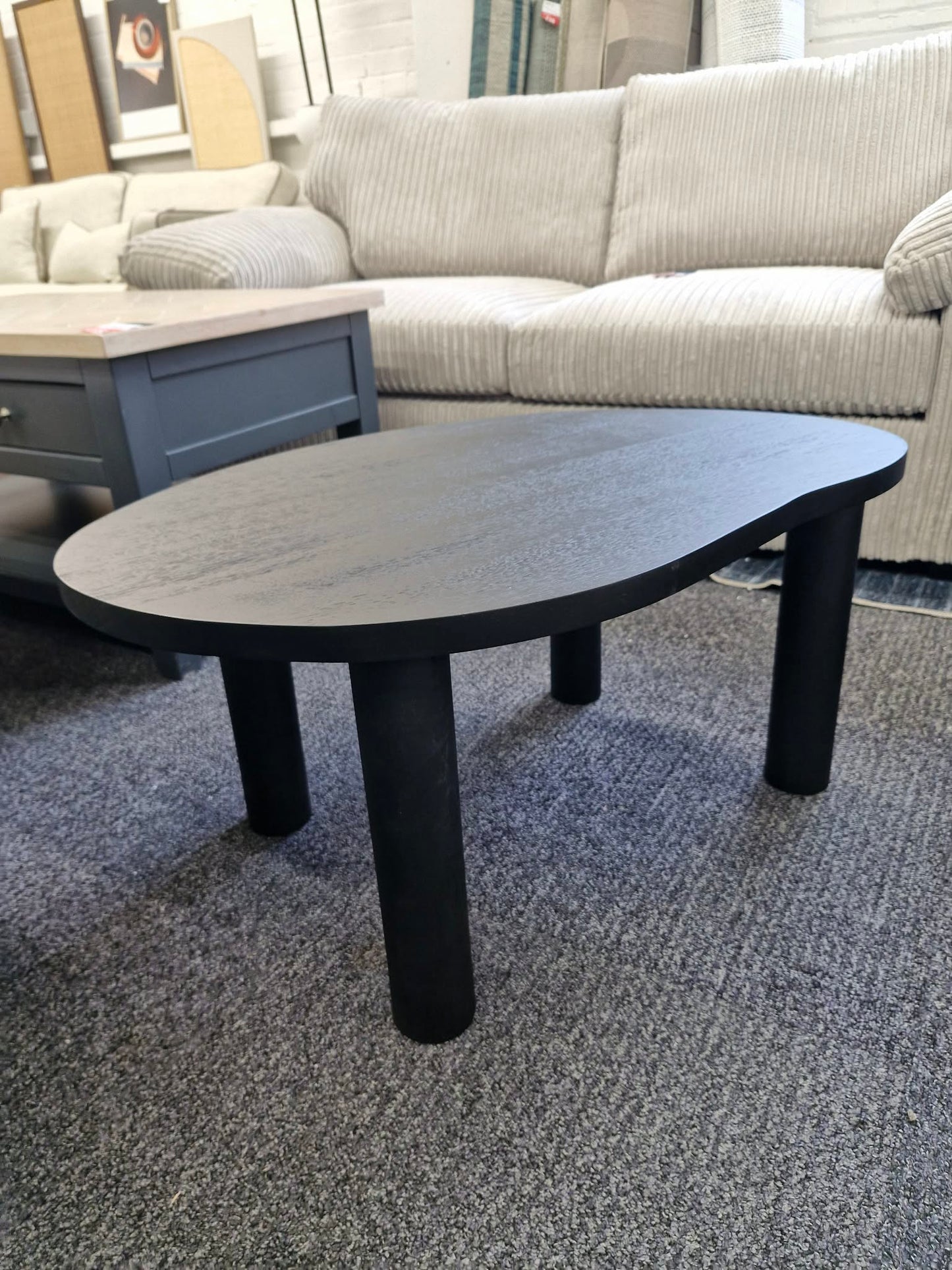 Small Black Organic Shape Rounded Coffee Table