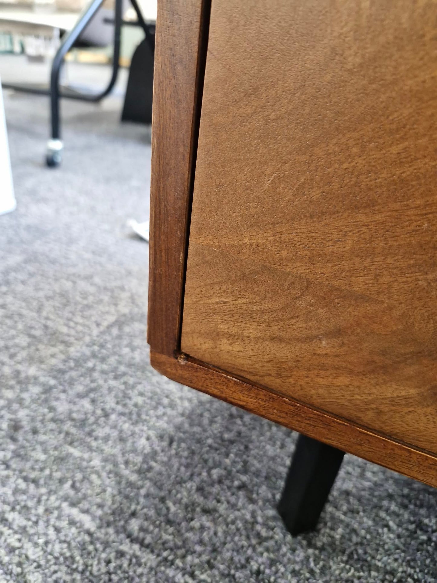 Solid Dark Mango Wood Chest of Drawers with Black Metal / Small Cabinet