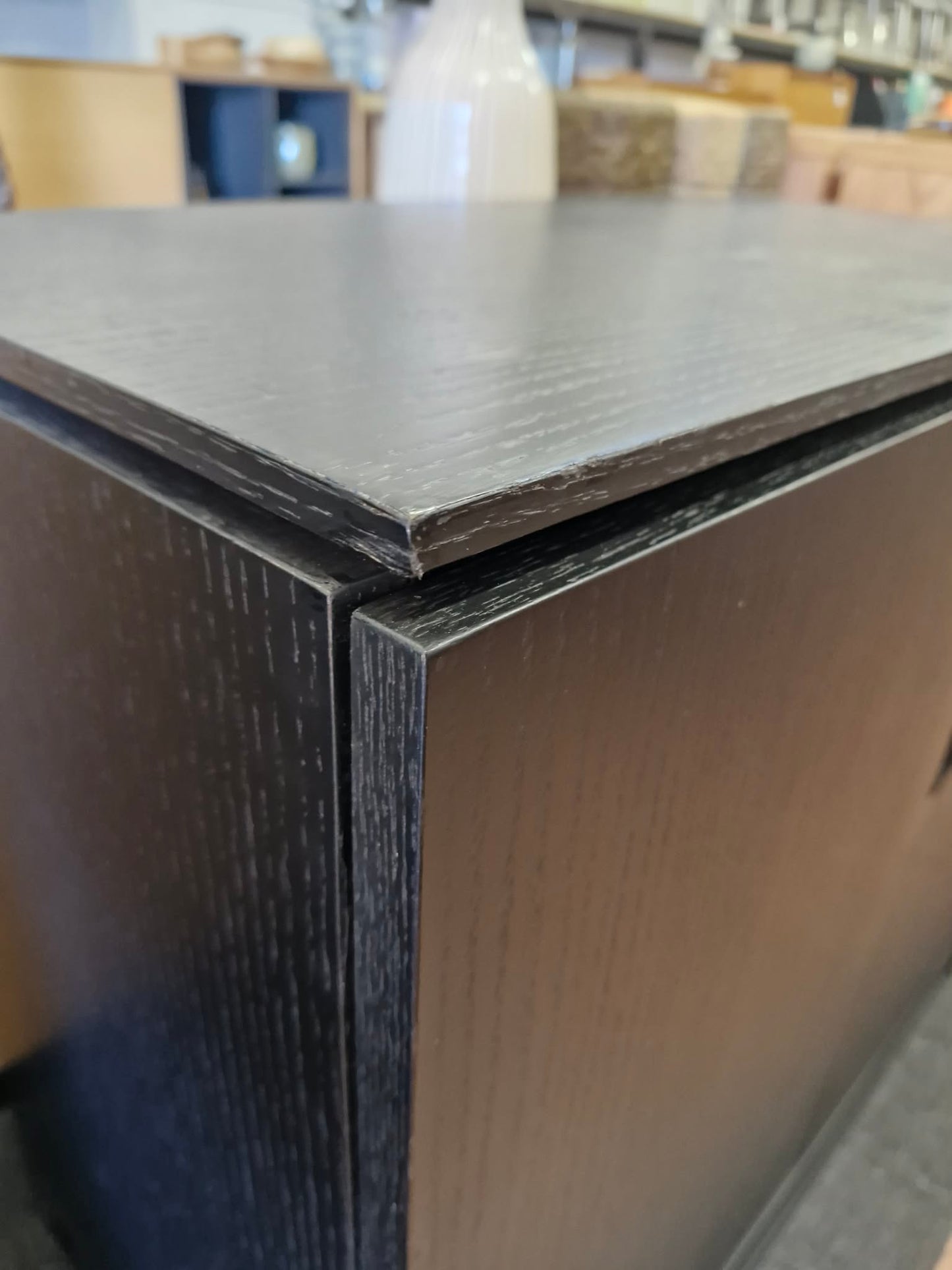 Black Small Cabinet with 2 doors and metal legs / Small Sideboard Cupboard